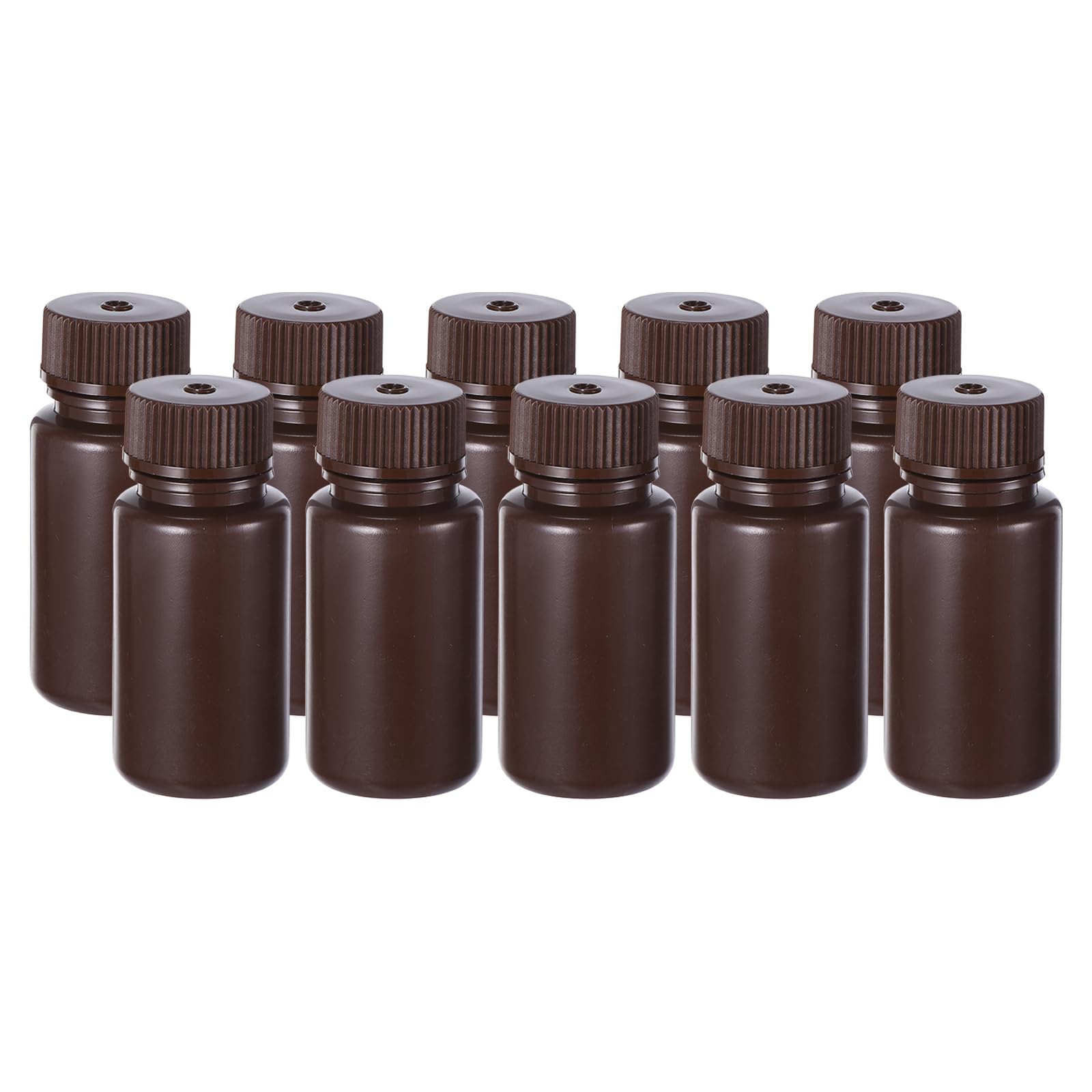 PATIKIL 50 Pcs 60ml Amber Reagent Bottles - PE Wide Mouth Round Bottles with Screw Cap for Lab, Water, Reagent Liquids & Solid Sample Storage - Ideal for Chemistry Experiments, DIY Projects & Scientific Research