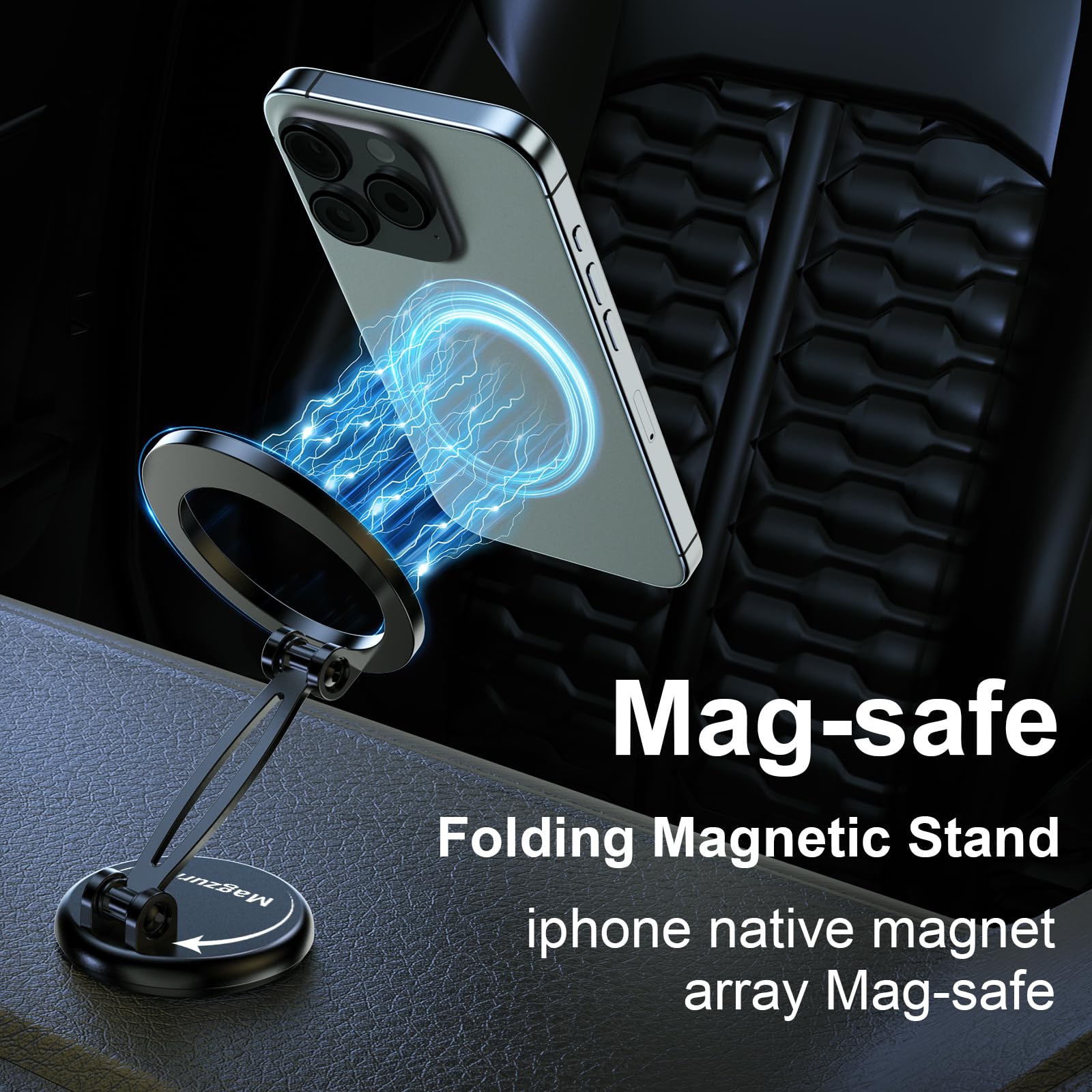 MagSafe Car Mount Holder - 17 Ultra-Strong Magnets & 360° Rotation for iPhone 15/14/13 Pro Max/Plus/Mini - Dashboard Magnetic Phone Stand for Safe Driving - Perfect for Commuting, Road Trips & GPS Navigation