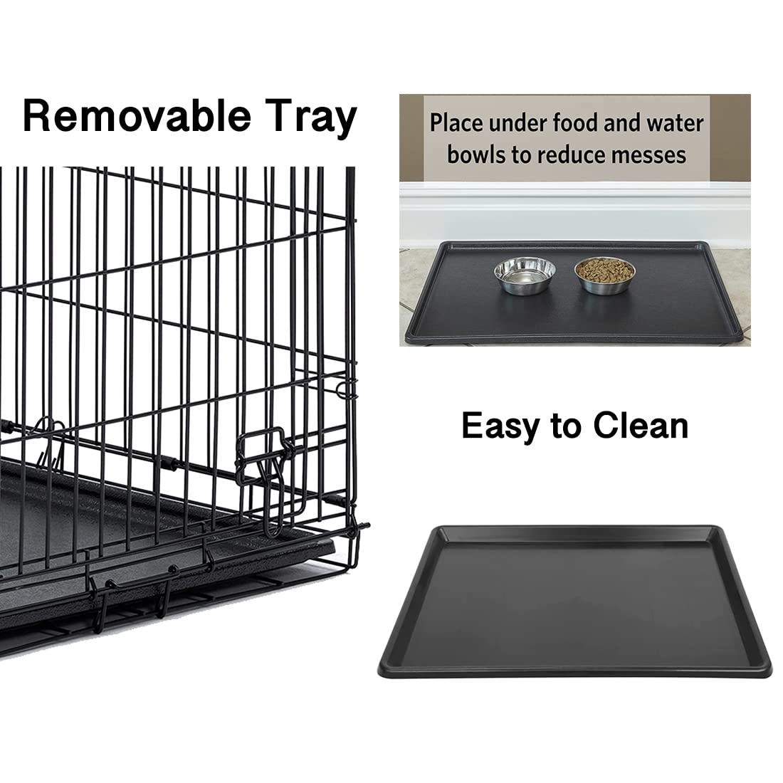 Signzworld 30 Inch 2-Door Folding Metal Dog Crate with Removable Tray - Medium Pet Training Cage & Animal Carrier for Puppies, Travel & Home Use