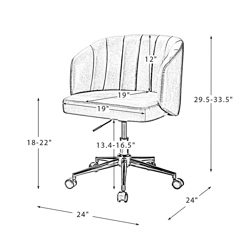 Ergonomic Vegan Leather Office Chair - Adjustable Height & Lumbar Support for Comfortable Work - Perfect for Home Office, Study & Workspace