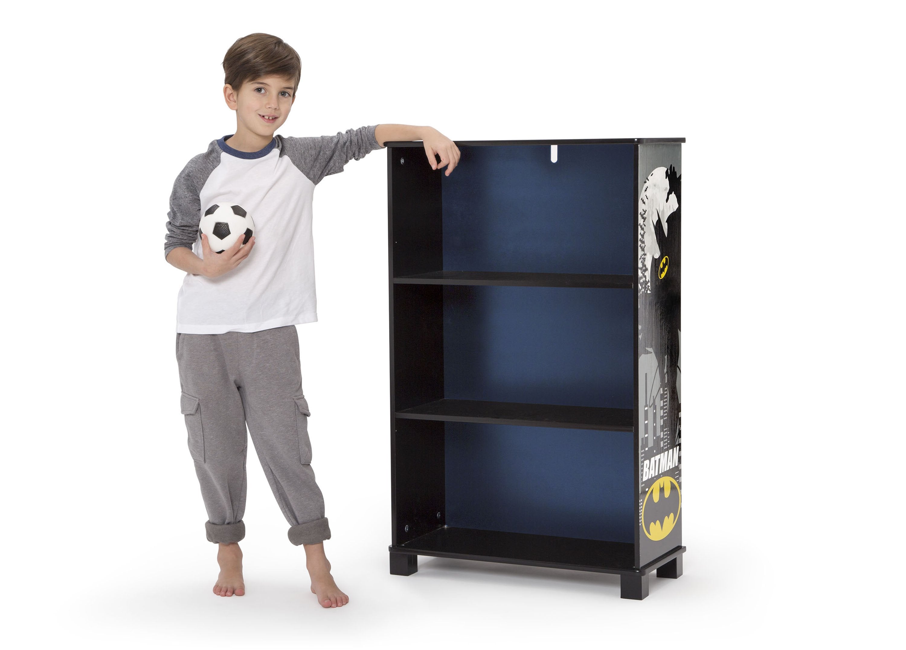 Batman Deluxe 3-Tier Bookcase - Wooden Bookshelf for Comics, Collectibles & Display - Perfect for Home Office, Living Room & Game Room Decor