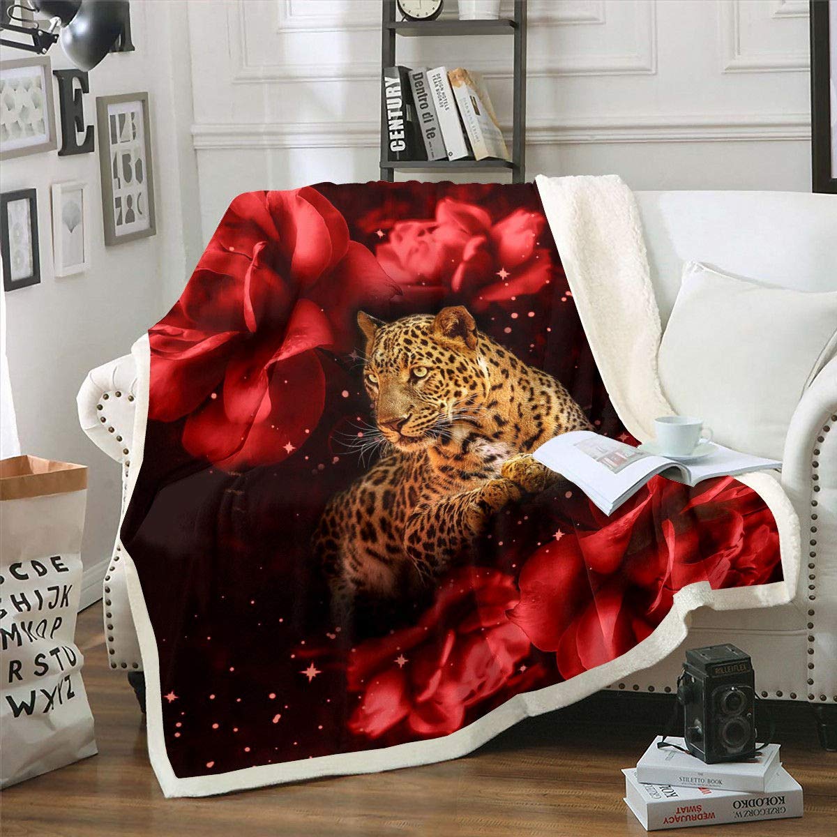 Soft Leopard Print Sherpa Fleece Blanket 90