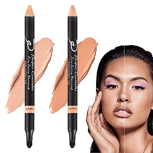 2 Pcs Dual Sided Full Coverage Concealer Pencil with Brush - Eyebrow & Face Concealer Stick for Men & Women | Set01 | Perfect for Daily Makeup & Touch-Ups