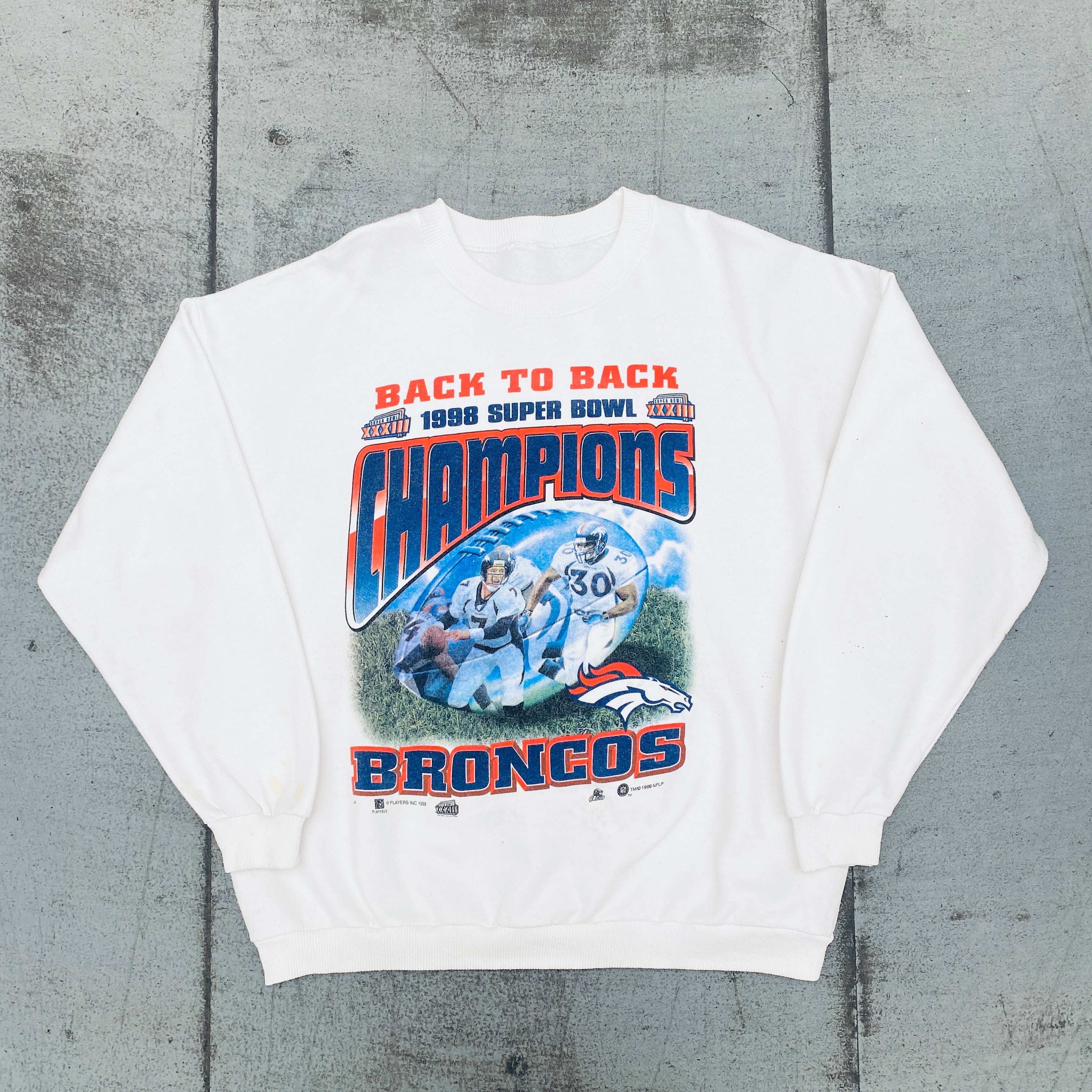 Denver Broncos 1999 Back To Back Super Bowl Champions Sweatshirt - XL Size - Vintage NFL Fan Gear for Game Day & Casual Wear