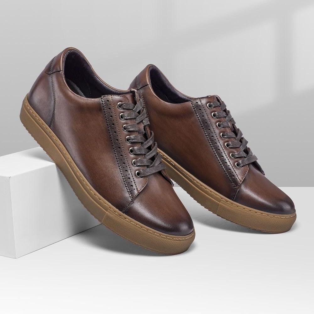 CHAMARIPA Men's Invisible Elevator Shoes - Height Increasing Sneakers with Hidden Heel (Adds 2-3 Inches) - Comfortable Lifting Shoes for Work, Dating & Formal Events