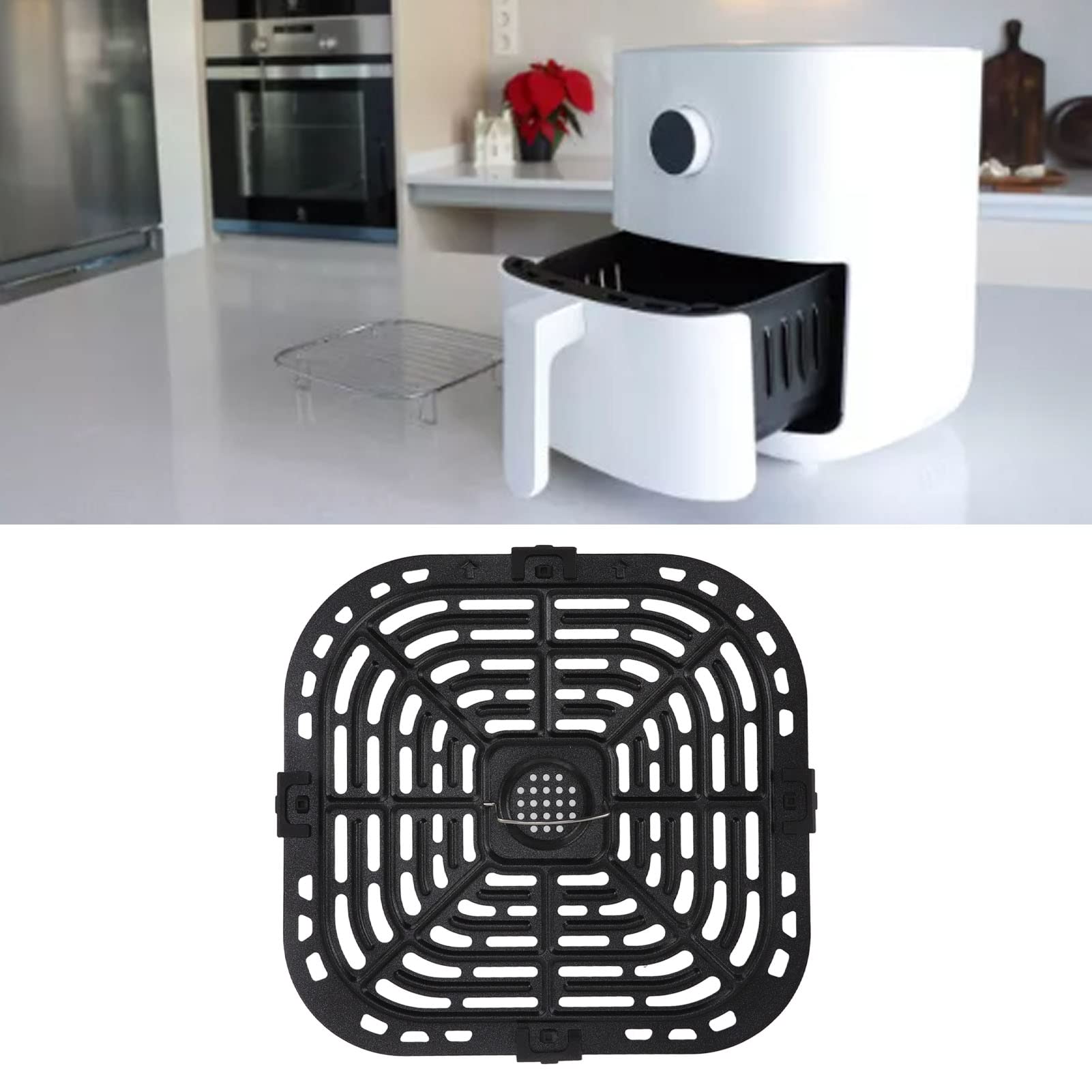 Upgrade 24x23cm Air Fryer Replacement Grill Pan - Crisper Plate Tray Rack for Instant Vortex Plus - Perfect for Healthy Grilling, Roasting & Crisping Chicken, Vegetables & More