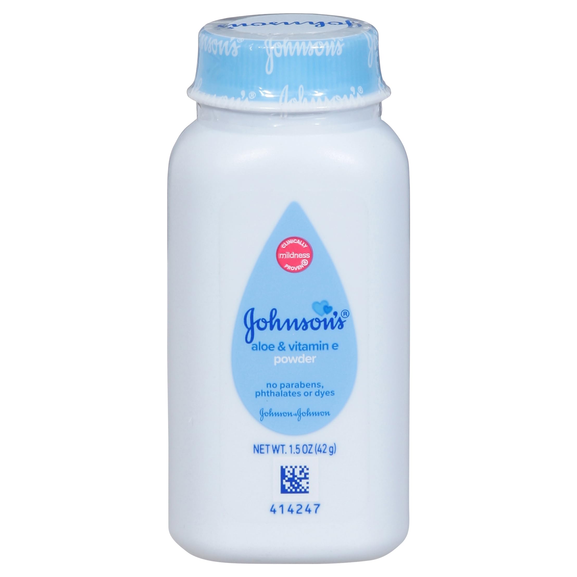Johnson's Baby Naturally Derived Cornstarch Baby Powder with Aloe & Vitamin E - Hypoallergenic, Paraben-Free, Phthalate-Free & Dye-Free for Delicate Skin - 1.5 oz | Gentle Baby Care for Diaper Rash Prevention & Comfort | Ideal for Daily Use & Sensitive Skin Protection