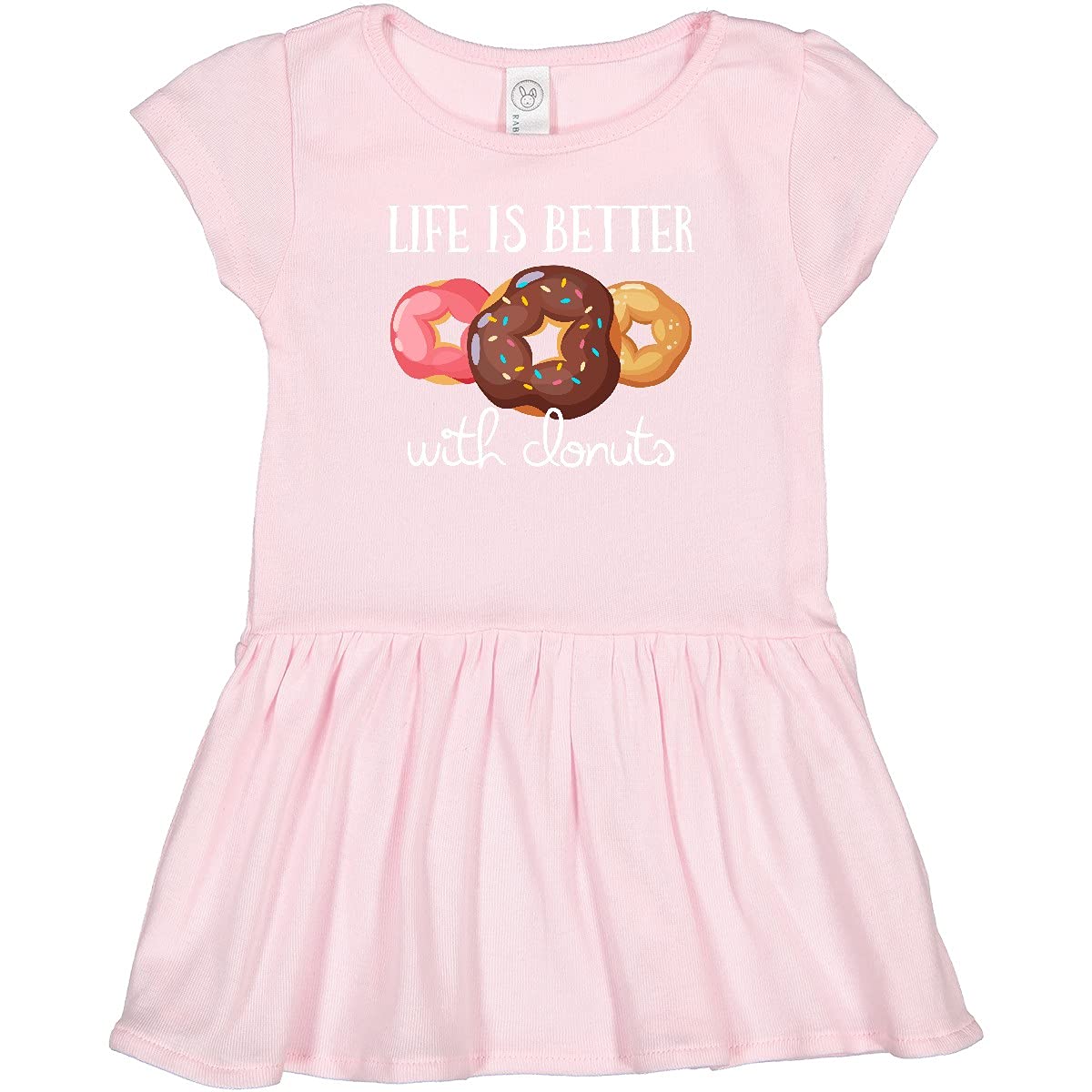 Inktastic Life is Better with Donuts Toddler Dress - Cute Donut Print Girls Outfit for Birthday, Party & Casual Wear