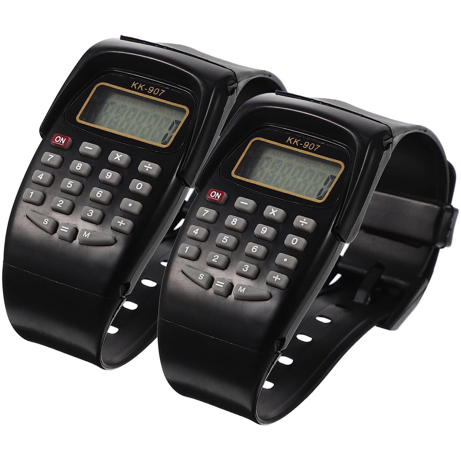 2-Pack Mipcase Digital Calculator Watch for Kids - Geometric Operation Wristwatch for Boys & Girls - Black Unisex Design - Perfect for School, Math Practice & Everyday Use