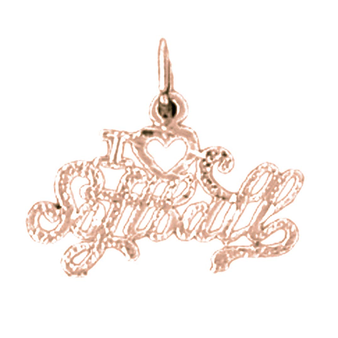 14K Rose Gold Softball Pendant Necklace - 16mm I Love Softball Charm Jewelry for Women - Perfect Gift for Softball Players & Fans, Game Day & Everyday Wear
