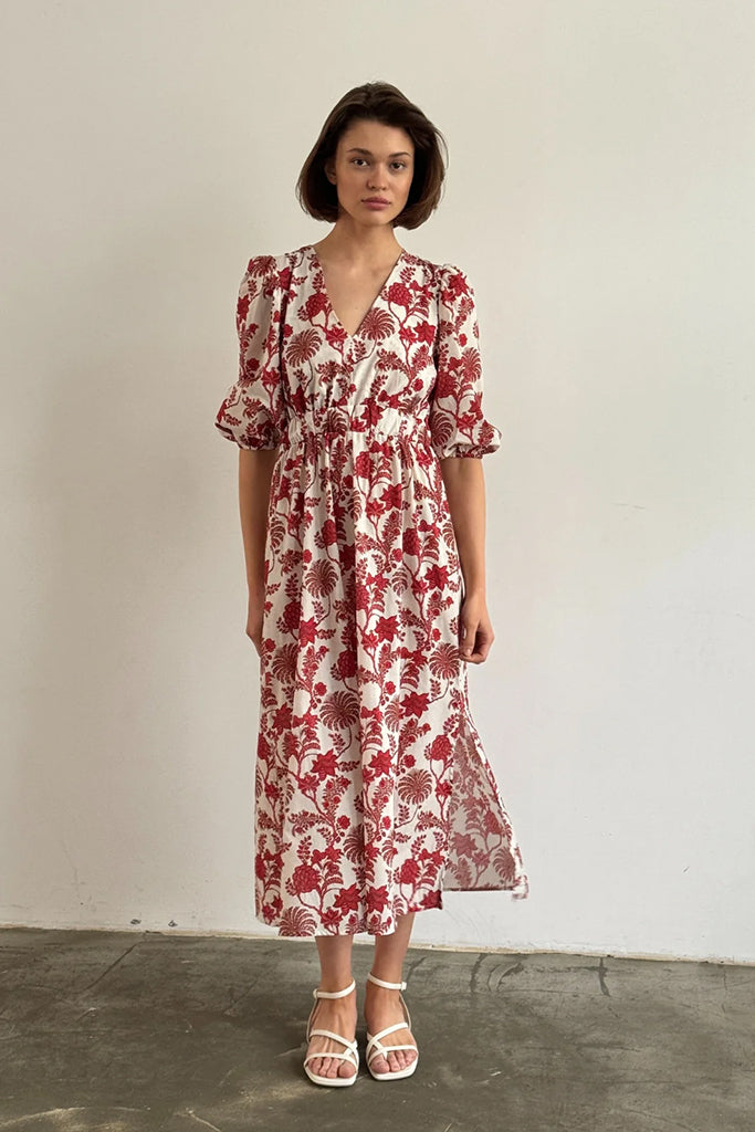 Charli Brooke Floral Red Dress - Elegant Women's Summer Dress for Casual Outings, Parties & Date Nights