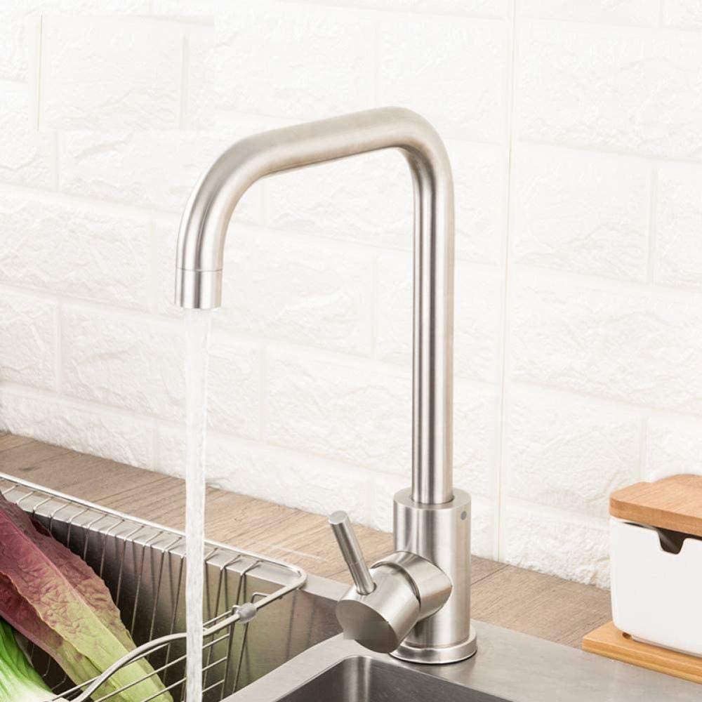 Premium Stainless Steel Kitchen Faucet with 360° Swivel Spout | Brushed Nickel Pull-Down Sprayer | Hot & Cold Water Mixer Tap for Modern Farmhouse & RV Kitchen Sinks