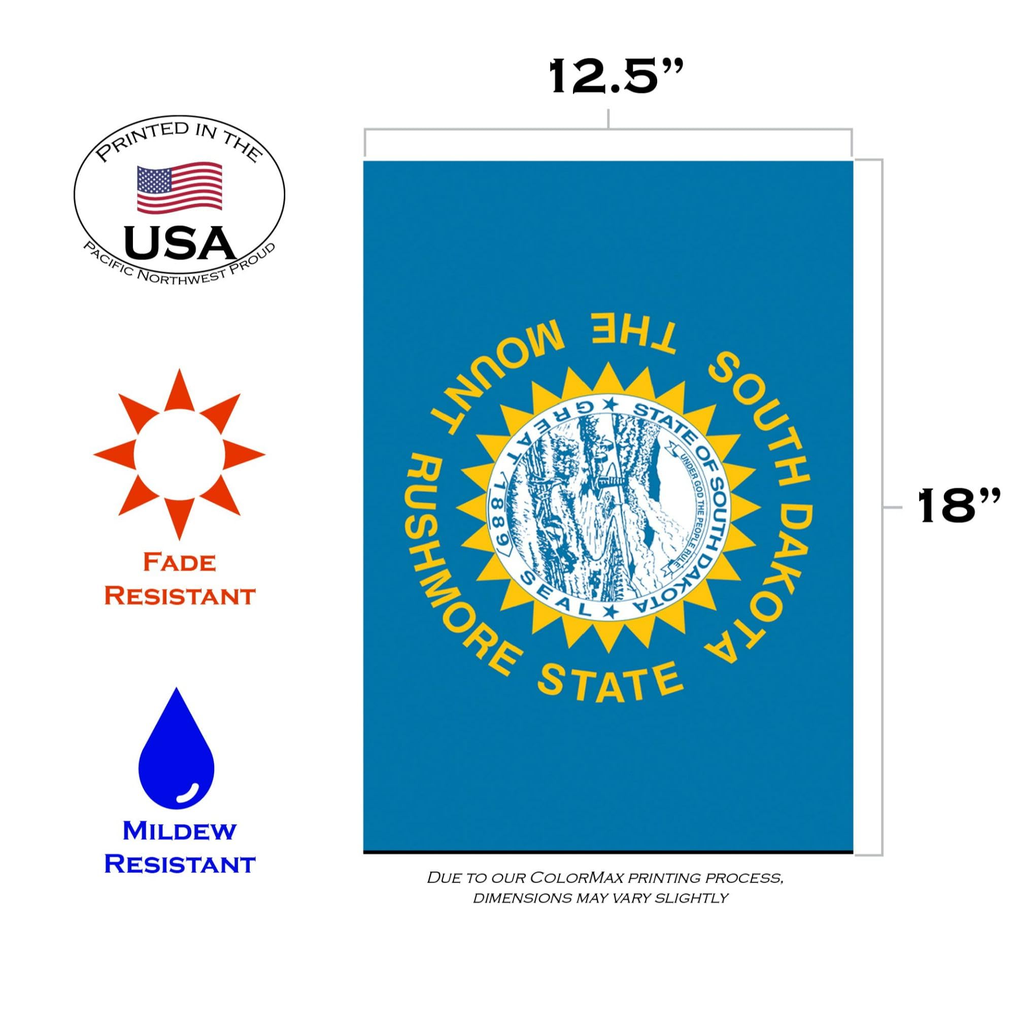 South Dakota State Flag 12.5 x 18 Inch - Toland Home Garden Decorative Outdoor Flag | USA Made | Perfect for Porch, Yard & Garden Decor