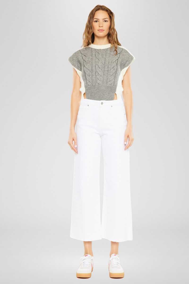 Dianella High Rise Crop Wide Leg Jeans for Women - Trendy Distressed Denim Pants for Casual Outfits & Streetwear Fashion