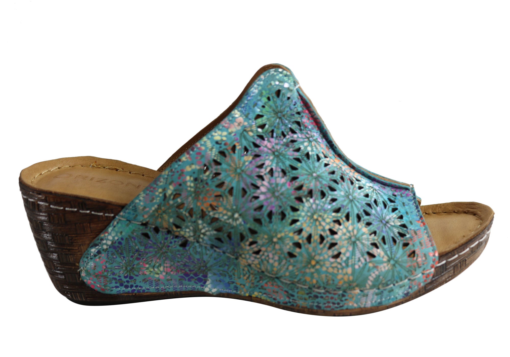 Orizonte Deb Women's European Leather Comfortable Wedge Slide Sandals - Stylish & Supportive for Summer, Beach, and Casual Outings