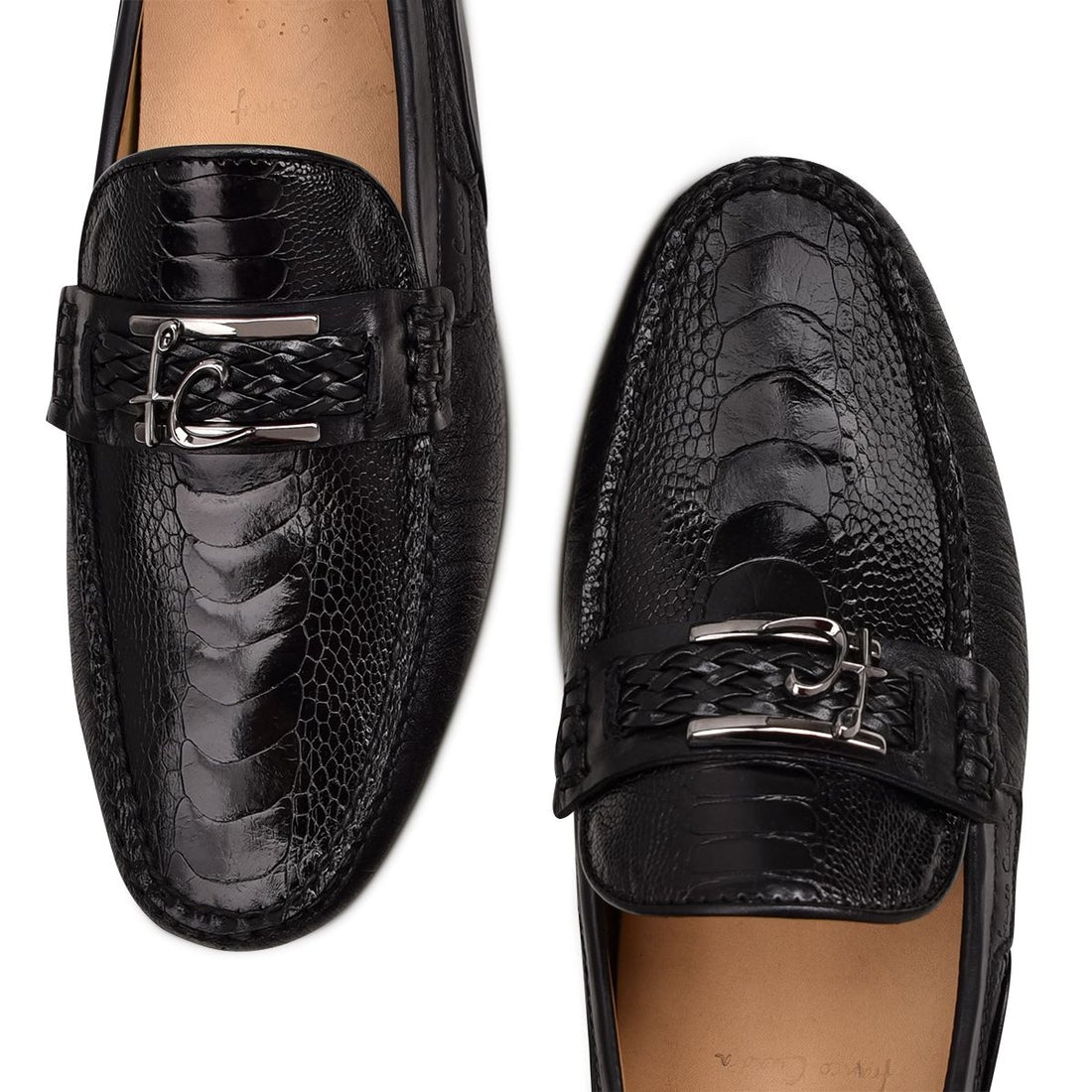 36VPTPA Men's Black Casual Fashion Ostrich Leg Drivers - Stylish & Comfortable Loafers for Work, Travel & Everyday Wear
