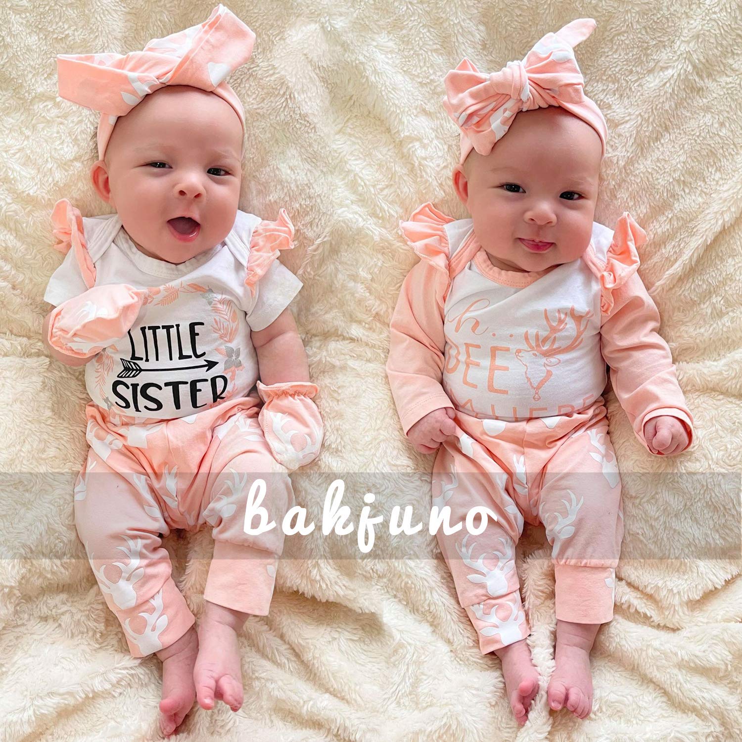 Bakjuno Baby Girls Deer Print Outfit - Cute Little Sister Clothes & Daddy's Girl Pant Set for Toddlers | Perfect for Family Photos, Playdates & Special Occasions