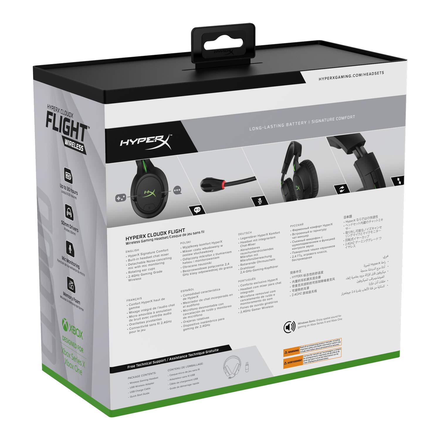 HyperX CloudX Flight Wireless Gaming Headset - Officially Licensed for Xbox, Compatible with Xbox One & Series X|S, Memory Foam Earcups, Detachable Noise-Cancelling Mic - Perfect for Competitive Gaming & Online Chat