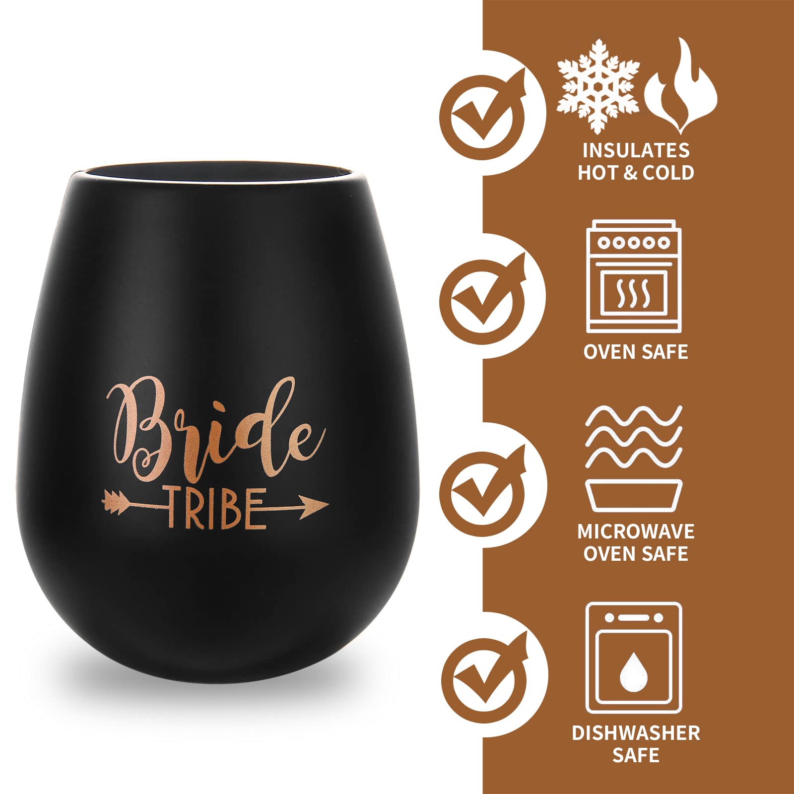 Bachelorette Party Wine Glasses - 10-Pack Silicone Cups for Bride Tribe & Bridesmaids, Wedding Party Favors & Bridal Shower Gifts (Black) - Perfect for Bachelorette Parties, Bridal Showers & Wedding Celebrations