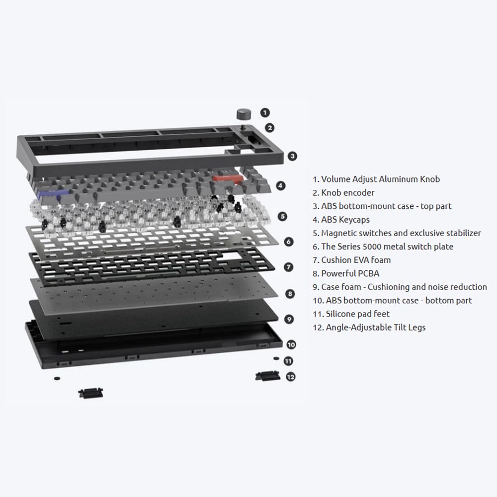 DrunkDeer A75 Rapid Trigger Mechanical Gaming Keyboard - Magnetic Switch, TKL 82 Keys, RGB Backlit, Wired USB, Compact Design with Volume Knob - Perfect for FPS, MOBA & Typing Enthusiasts