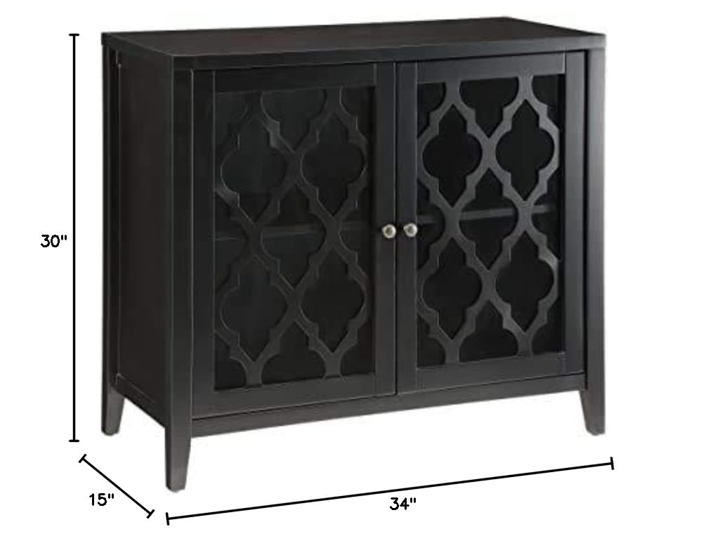 Modern Buffet Sideboard with 2 Glass Doors & 4 Wooden Tapered Legs - Rectangular Storage Cabinet for Living Room, Entryway, Kitchen, Hallway | Perfect for Dining Room Storage, Displaying China, or as a Stylish Console Table