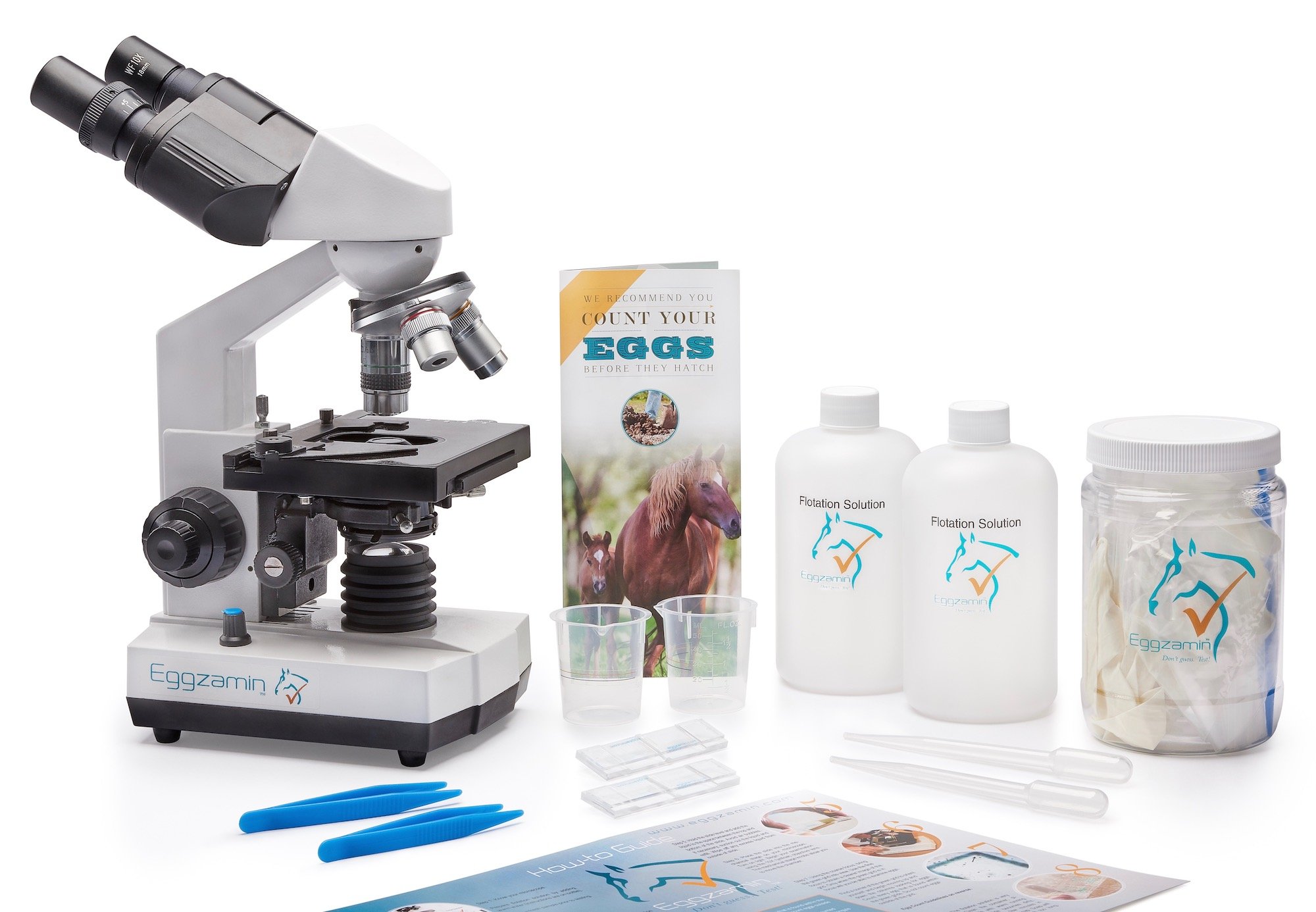 Eggzamin Professional Microscope Kit for Fecal Egg Count - Binocular Microscope with Accessories for Livestock Parasite Testing | Includes Step-by-Step Guide | Ideal for Farmers, Veterinarians & Animal Health Monitoring