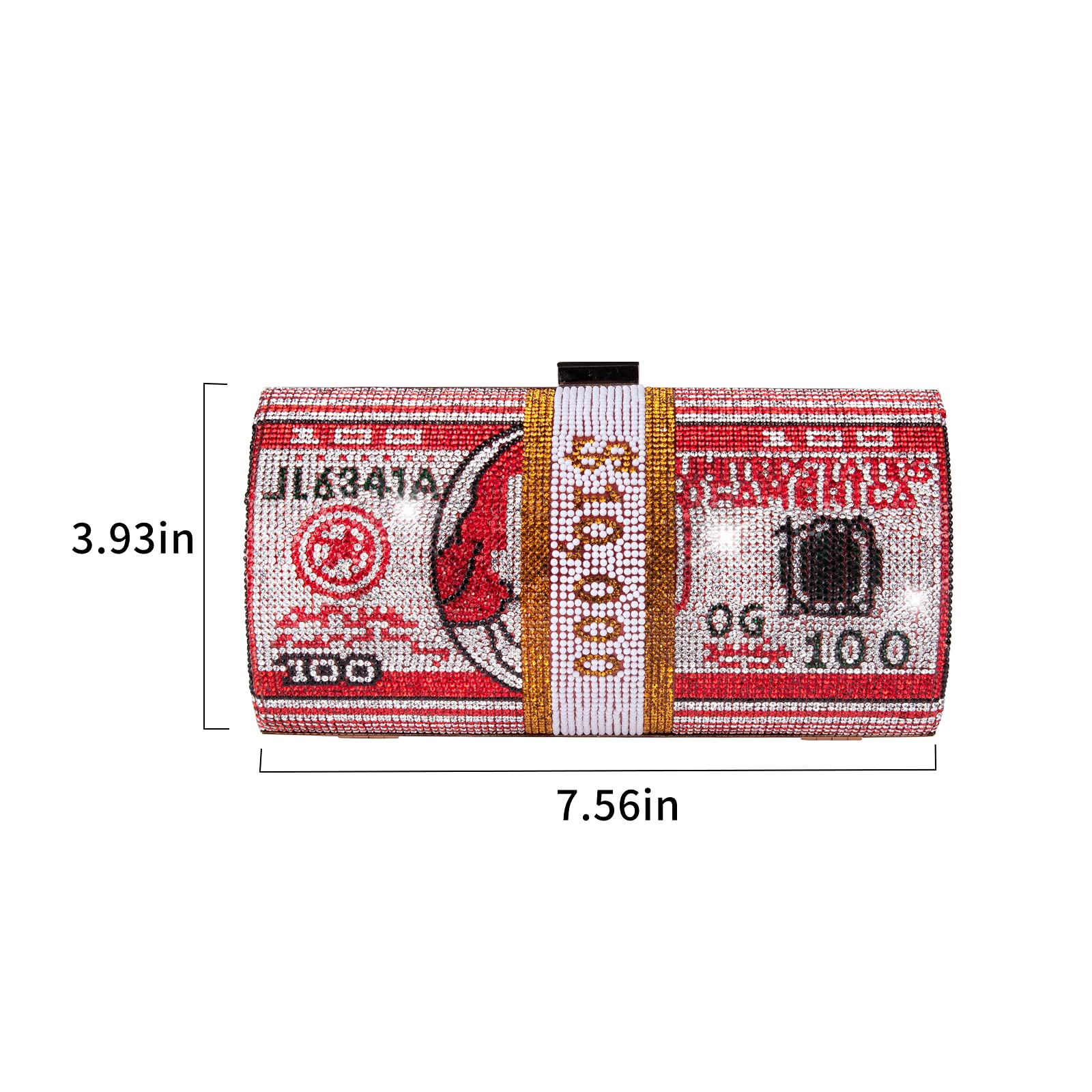 Sparkling Rhinestone Red Money Clutch Purse for Women - Elegant Crystal Evening Handbag with Diamond Bling for Wedding, Party & Special Occasions - Perfect for Prom, Date Night & Formal Events