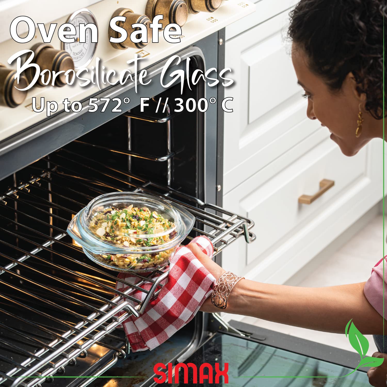 Simax 24oz Round Borosilicate Glass Casserole Dish with Lid - Oven, Microwave & Freezer Safe - 0.75 Qt European-Made Baking Dish for Casseroles, Lasagna & Meal Prep