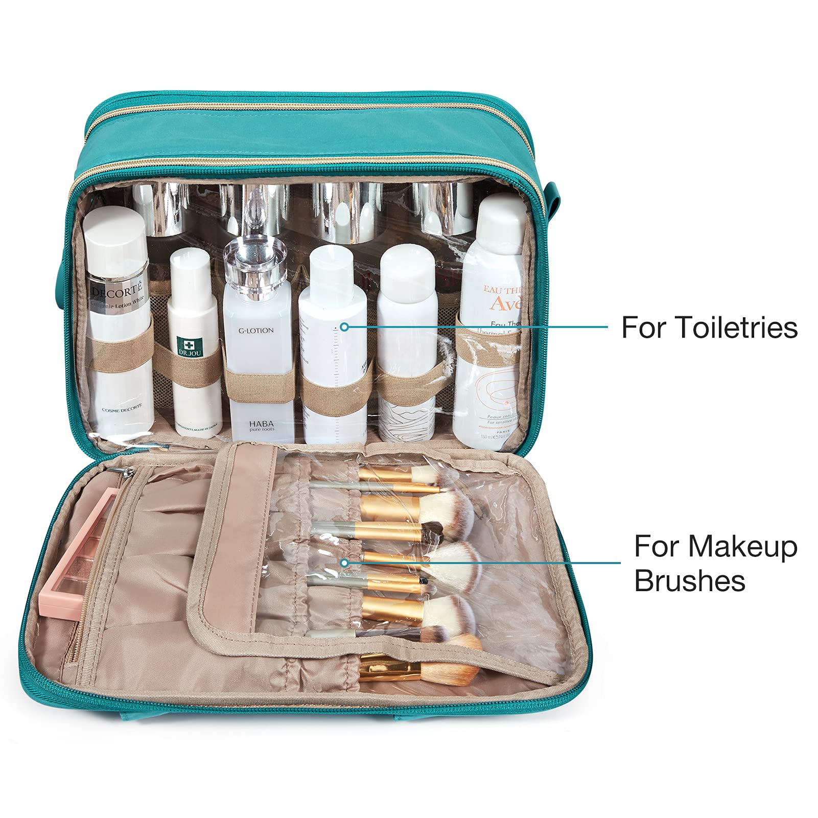 BAGSMART Large Water-resistant Toiletry Bag for Travel & Makeup (Teal) - Perfect for Accessories & Shampoo
