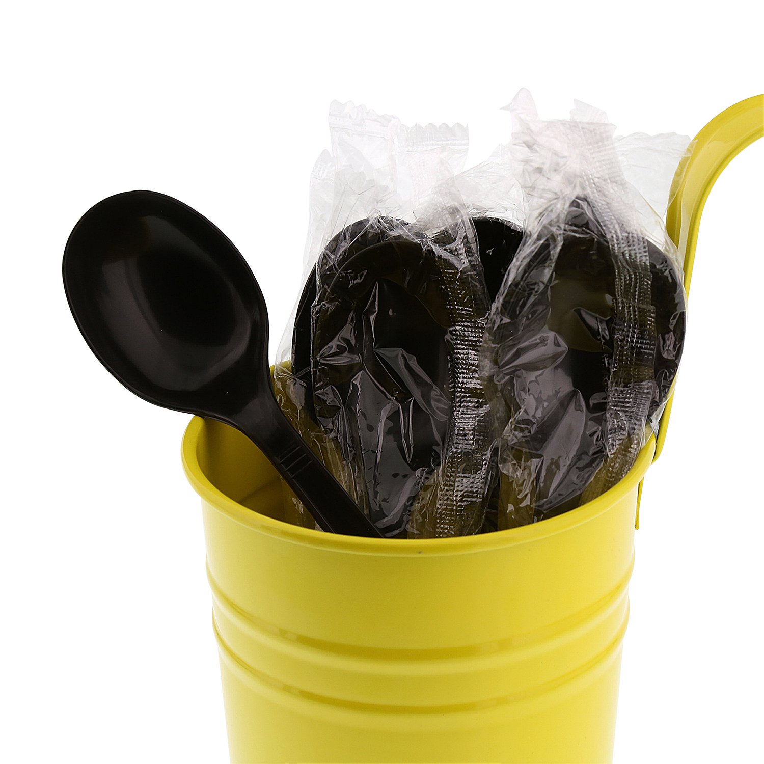 1000-Pack AmerCare Black Medium-Heavy Weight Polypropylene Soup Spoons - Individually Wrapped Disposable Cutlery for Restaurants, Catering, Parties & Takeout | Durable & Eco-Friendly