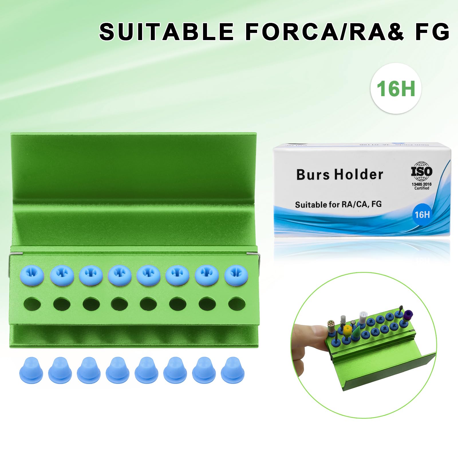 3PCS Aluminum Alloy Endo Box with Cover - 16 Hole Bur Holder & Organizer for Dental Tools - Sterilizable Case (Green) | Perfect for Dental Clinics, Labs & Sterilization Storage