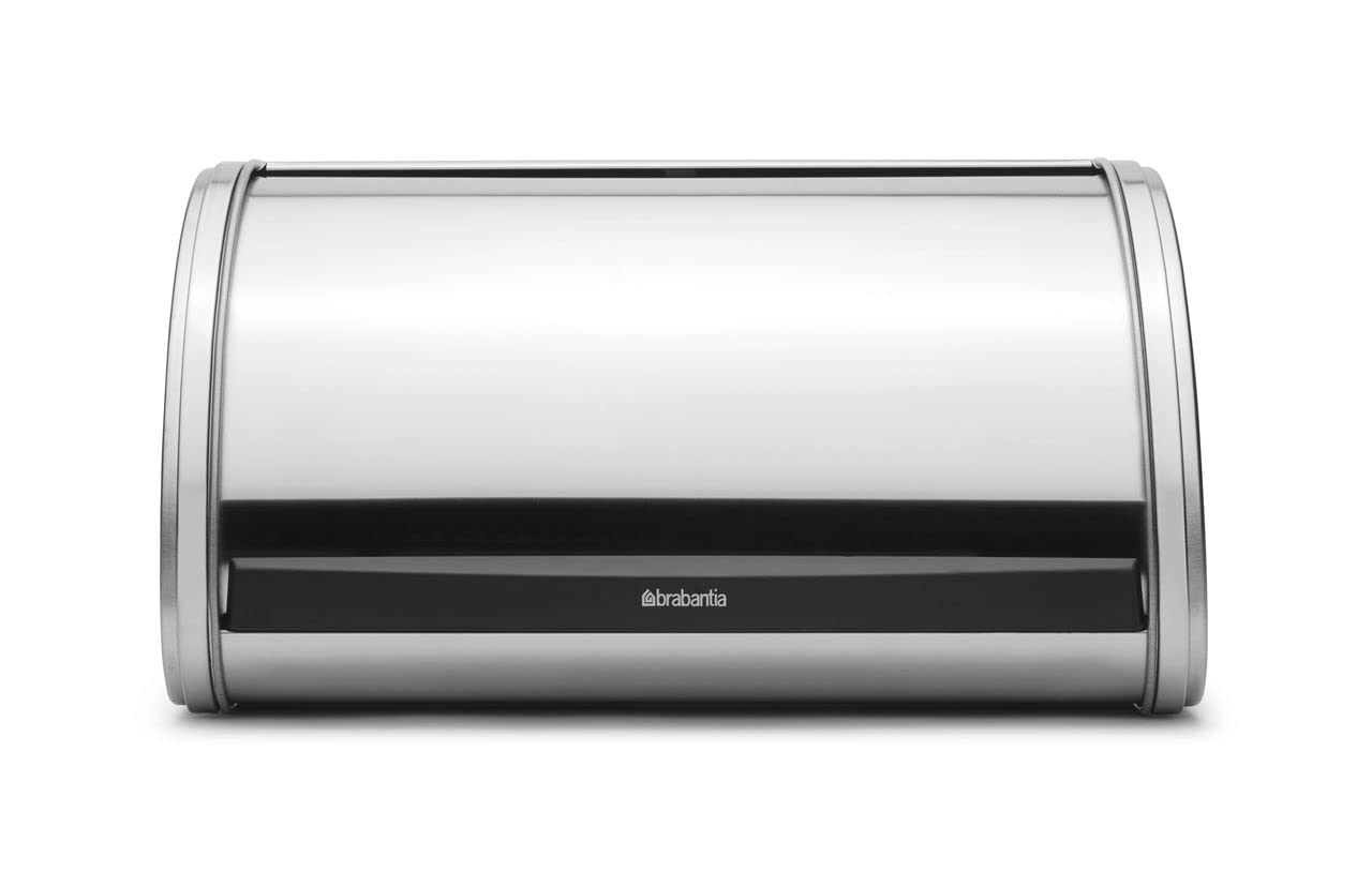 Brabantia Medium Roll Top Bread Box - Matt Steel, Large Grip Front Opening, Partially Flat Top, Holds 1 Loaf | Perfect for Kitchen Counter Storage & Fresh Bread Keeping | Ideal for Home, Bakery, and Restaurant Use