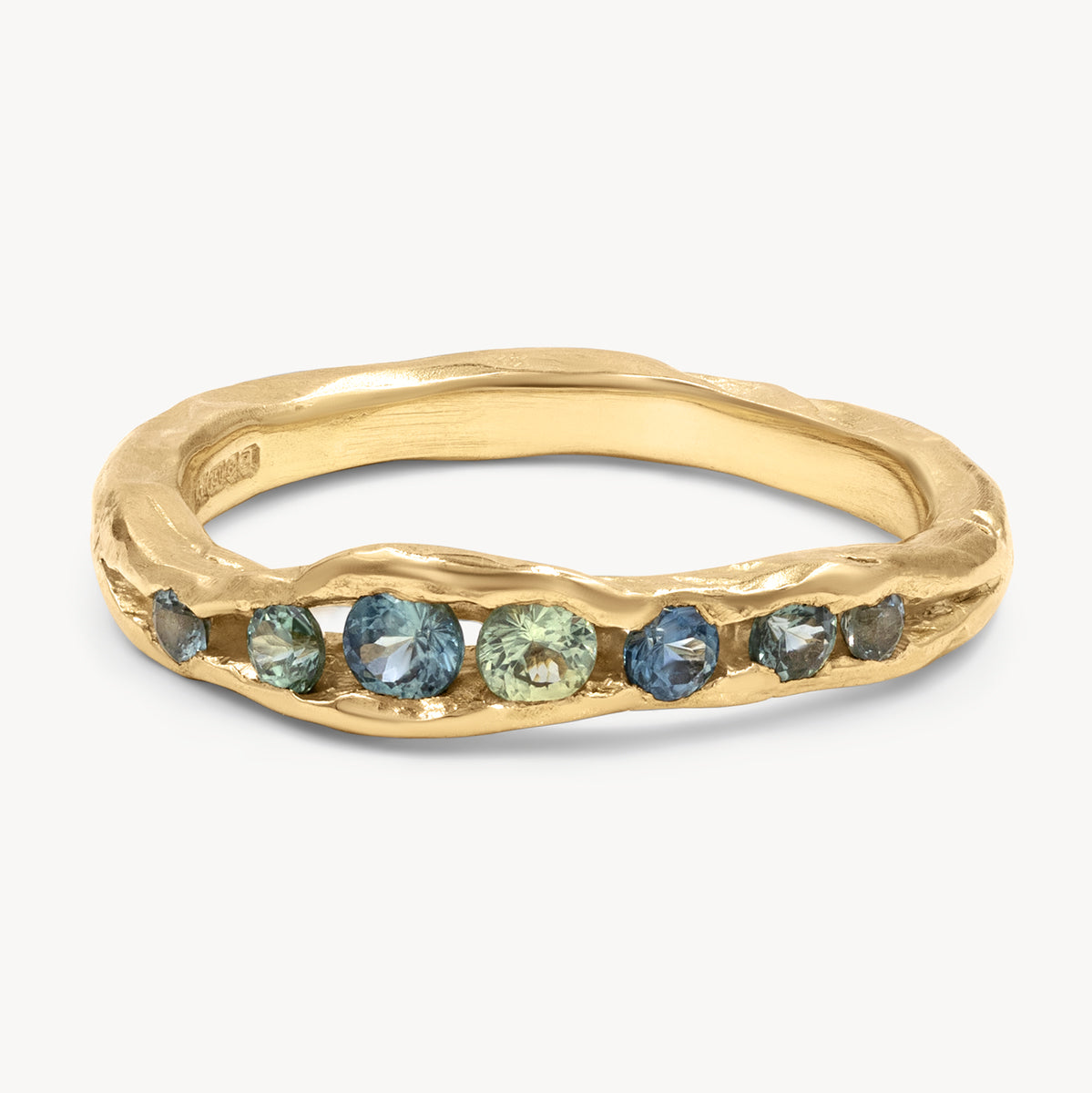 Elegant Sapphire Half Channel Ring – Genuine Blue Sapphire & Diamond Accent Wedding Band for Women | Perfect for Engagement, Anniversary & Special Occasions