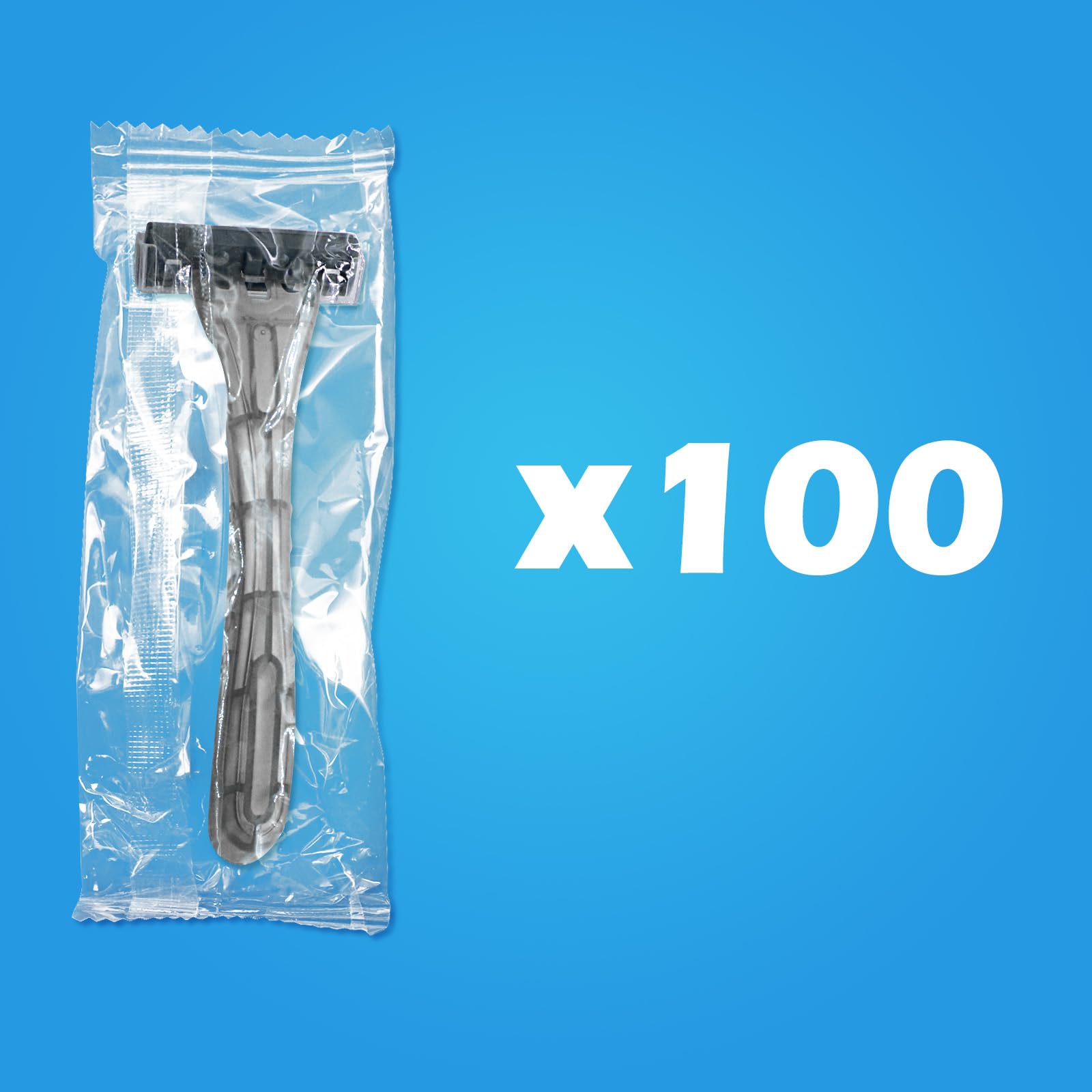 (100 Pack) Kheoxusa Premium 3-Blade Disposable Razors - Individually Wrapped, Smooth Shaving for Men & Women - Ideal for Travel, Hotels, Airbnb, Tattoo Aftercare & Grooming Kits