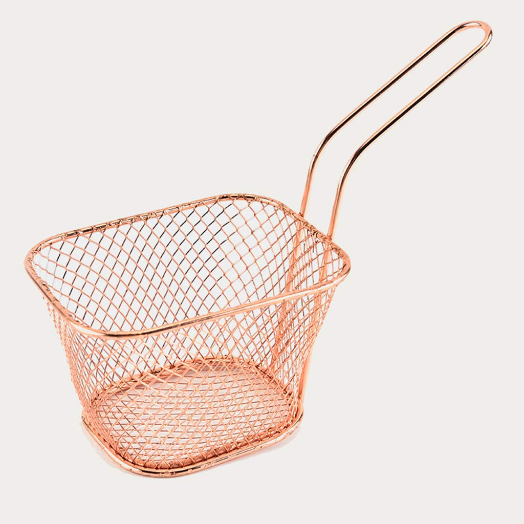 Stainless Steel French Fry Basket - Mini Deep Fryer Basket for Cooking, Frying & Food Storage - Gold Metal Wire Basket for Kitchen, Restaurants & Fast Food Shops