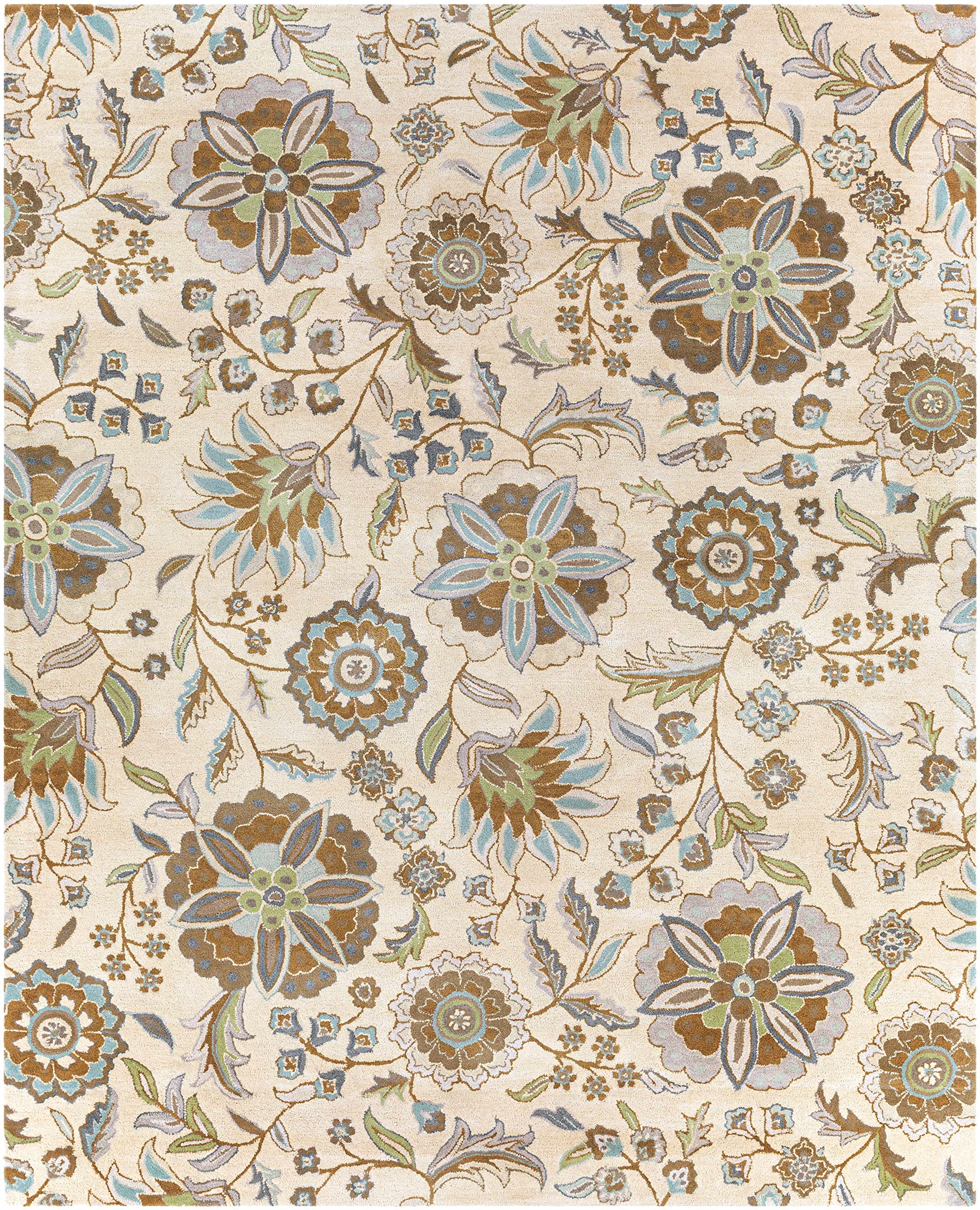 Hauteloom Mack Wool Area Rug for Living Room & Bedroom - Transitional Design in Blue, Gray, Brown - 6' Round Soft Rug - Perfect for Cozy Home Decor & Modern Interior Styling
