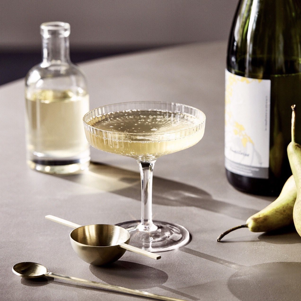 FERM LIVING Ripple Cocktail Glass Champagne Saucers - Set of 2 Clear Crystal Stemware for Champagne, Cocktails & Wine - Perfect for Weddings, Parties & Elegant Home Bar Decor