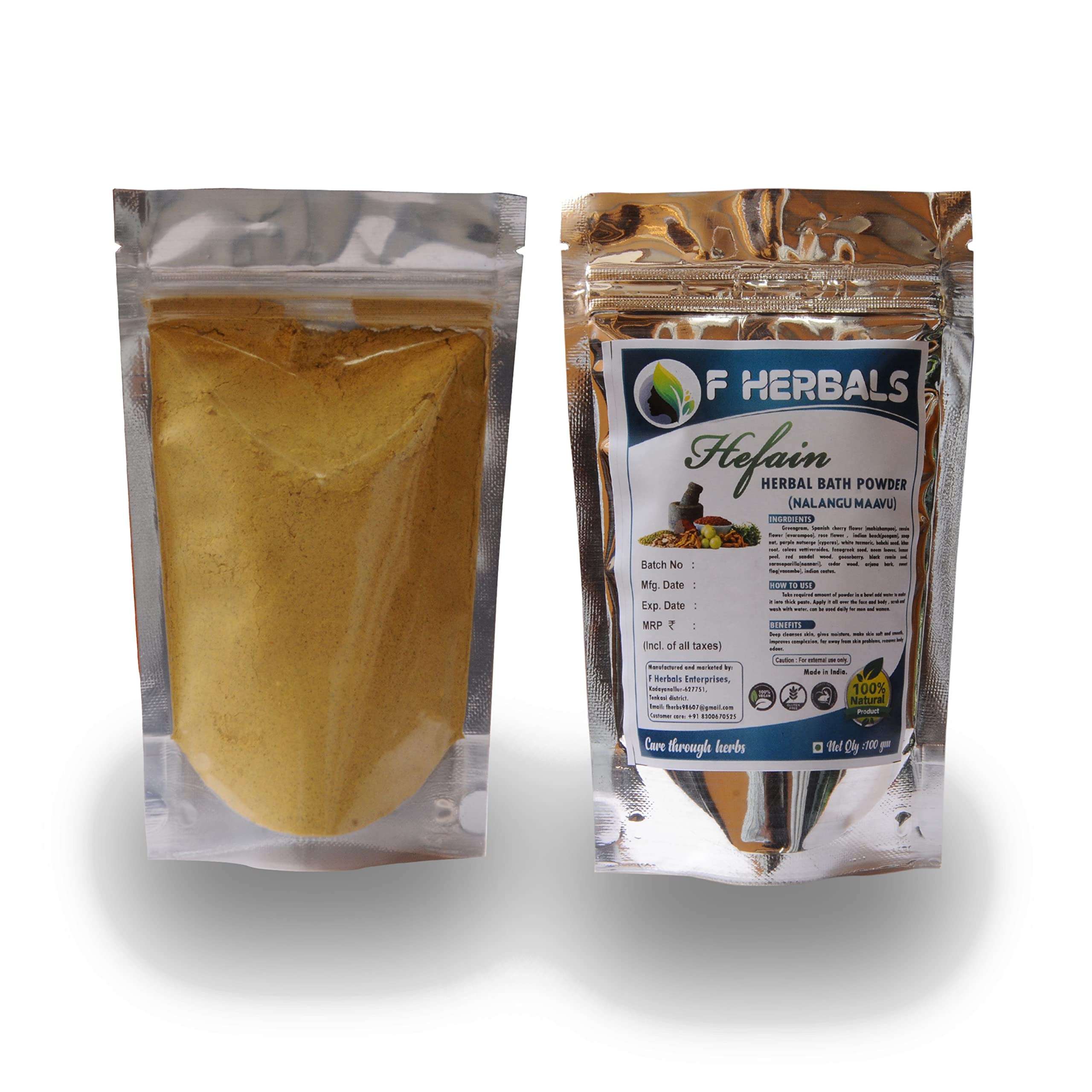 Hefain Bath Powder - Nalangu Maavu & Sunni Pindi | Herbal Face Pack & Kuliyal Powder | Ayurvedic Homemade Bath Powder for Skin Care & Relaxation | Pack of 1 | Perfect for Spa Day, Post-Workout Refresh & Traditional Ayurvedic Rituals