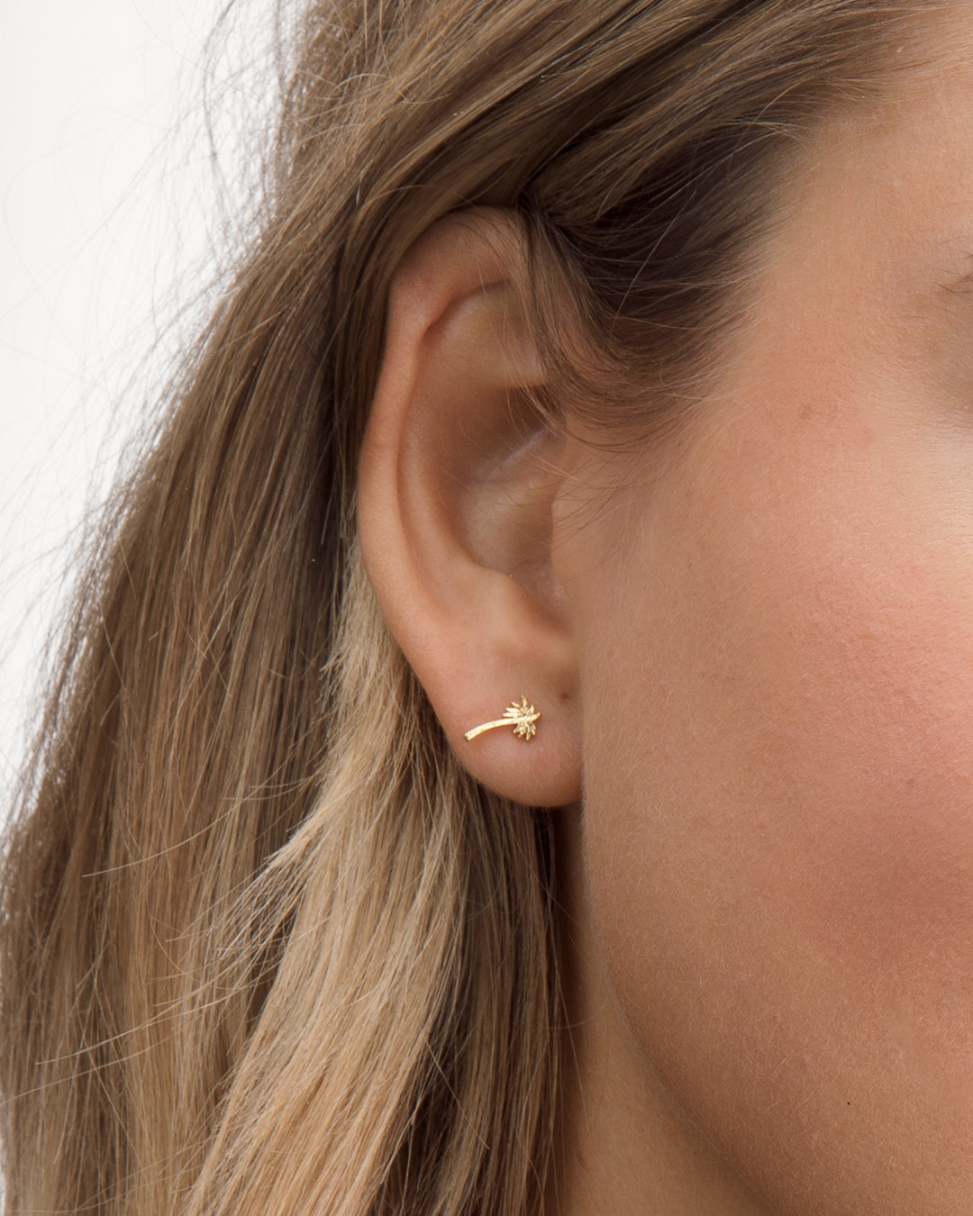 Palm Single Stud Earrings for Women - Minimalist Gold Stud Earrings for Daily Wear - Perfect for Work, Date Night & Casual Outfits