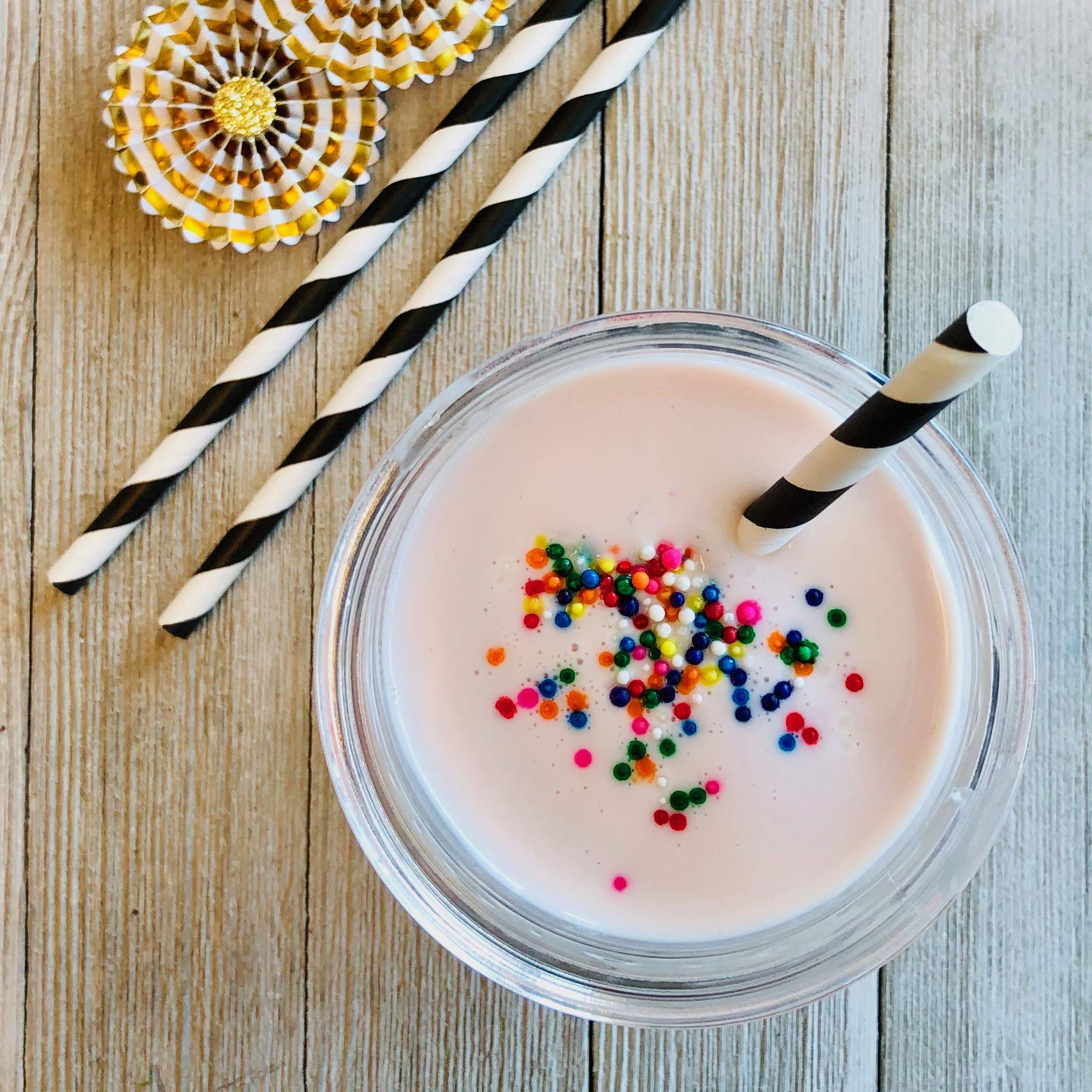 Eco-Friendly Black & White Stripe Paper Straws 7.75