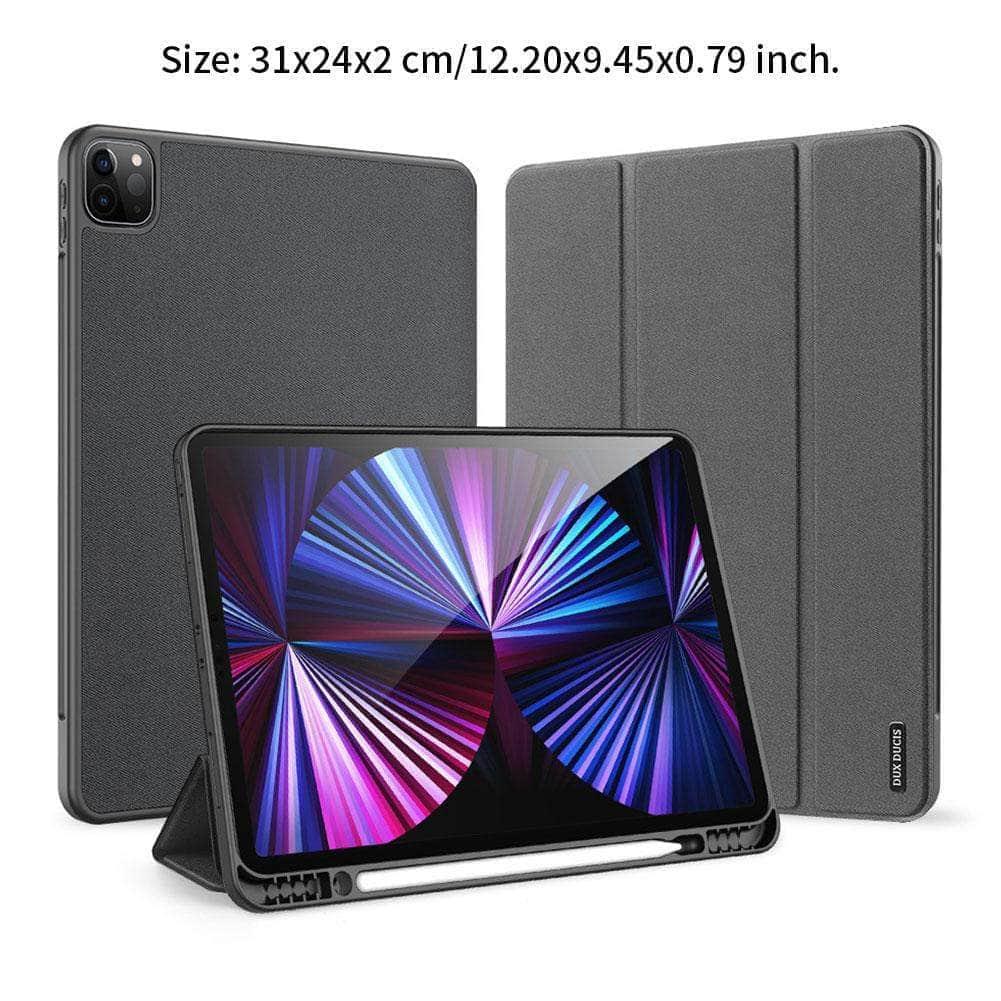 Premium Genuine Leather iPad Pro 12.9 Case (2021 Model) - Smart Auto Sleep/Wake Trifold Stand Cover - Perfect for Work, Travel & Home Office Use