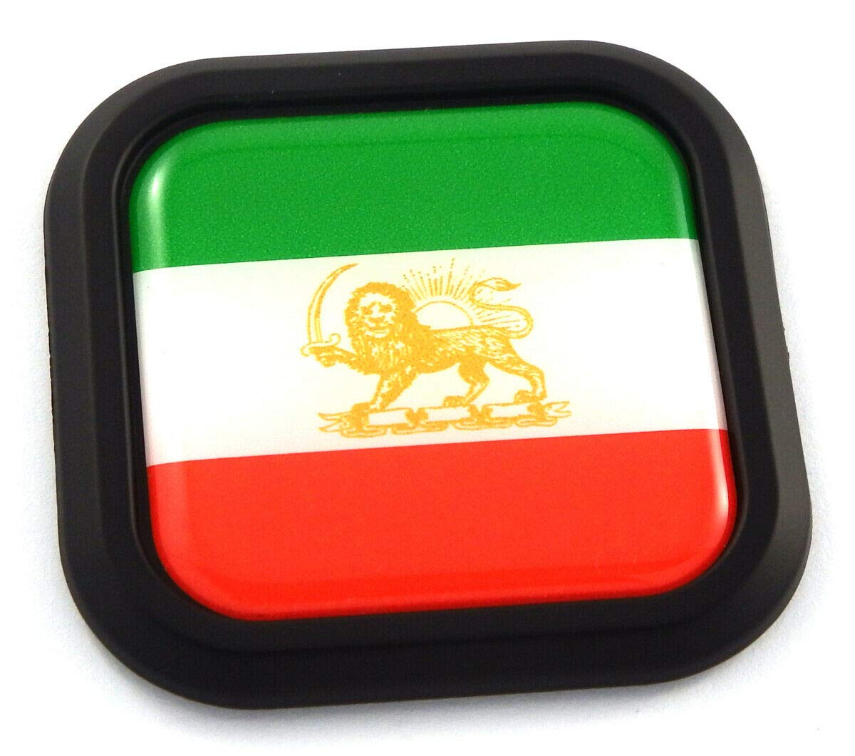 Iran Lion Flag 3D Car Decal - Black Rim Emblem Sticker for Hood & Bumper