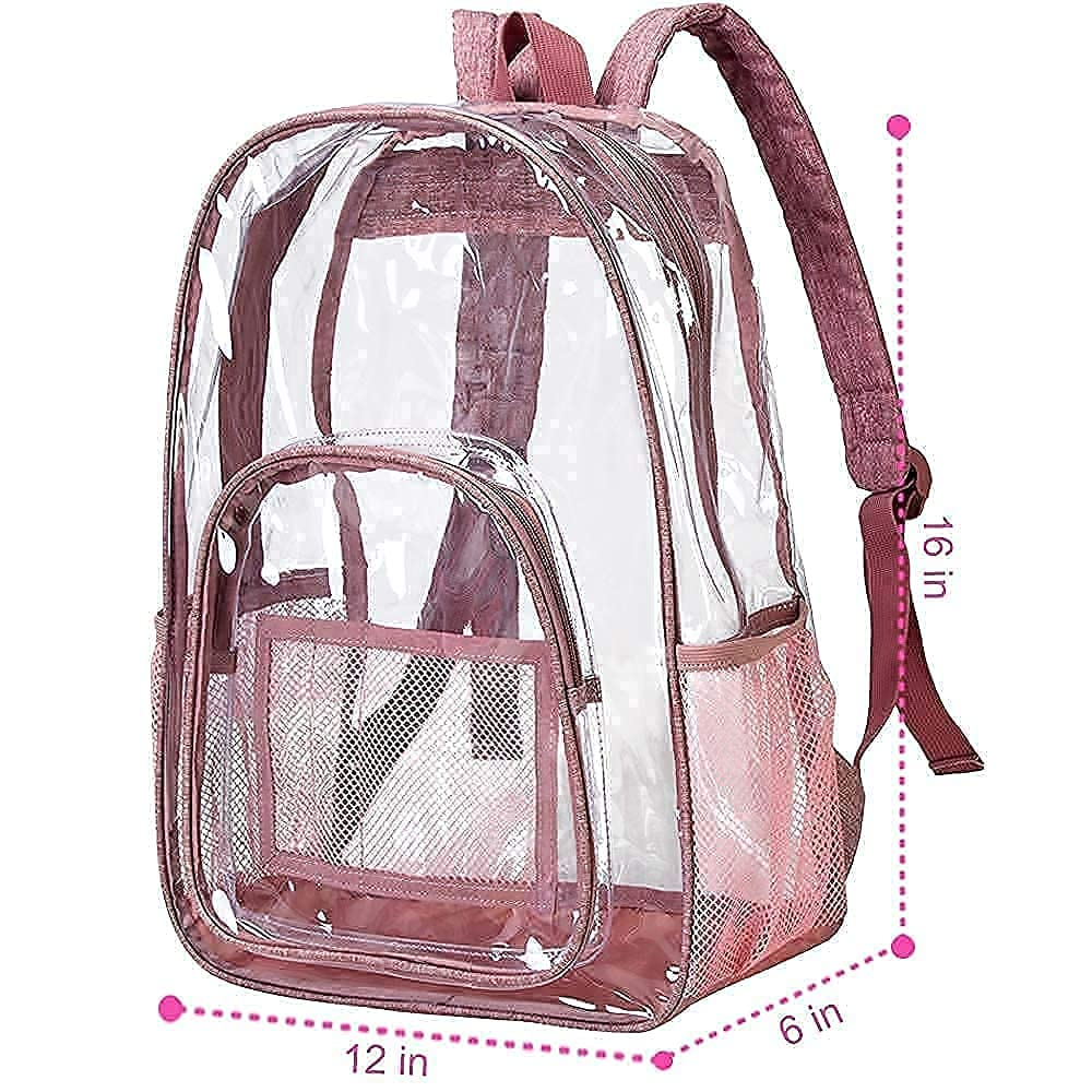 GXTVO Clear Backpack - Stylish Purple & Pink Transparent School Backpack for Women & Teens - Perfect for School, Travel, Concerts and Stadium Events