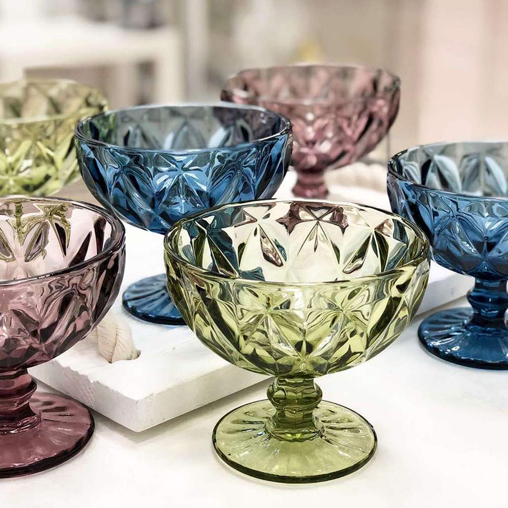 Green Cruise 250ml Glass Serving Bowls - Dessert Bowls for Ice Cream, Fruit, Salad | Elegant Dinnerware for Parties, Home & Restaurant Use