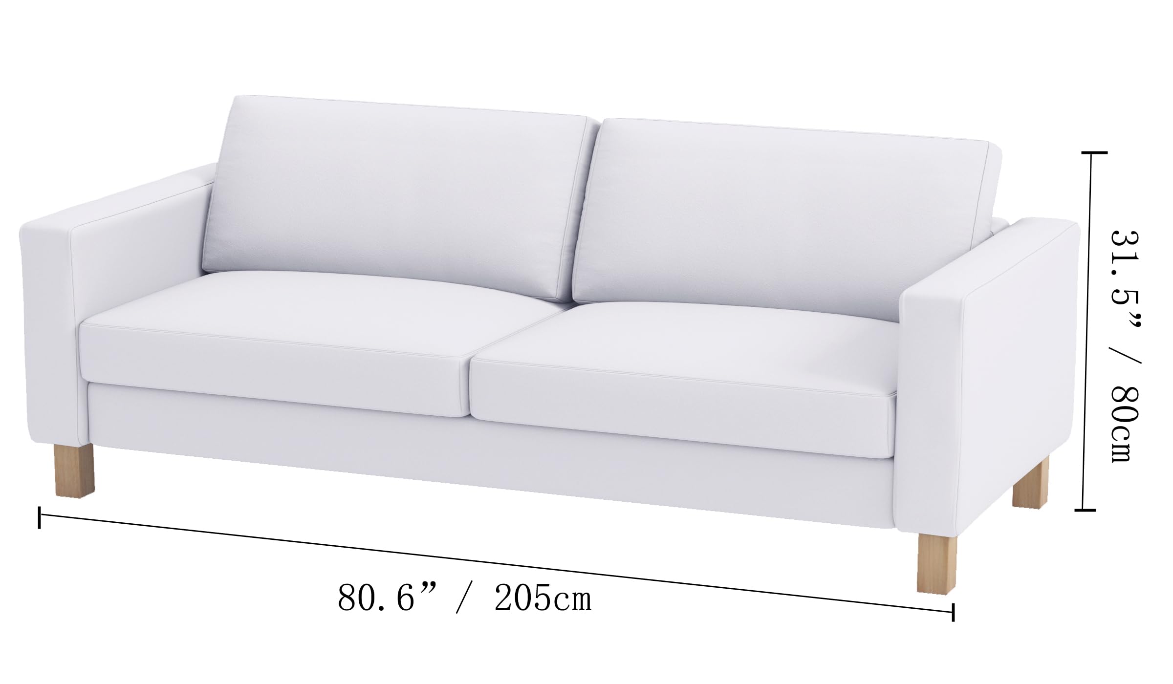 Durable Cotton Sofa Cover for IKEA Karlstad 3-Seater Couch - White Slipcover (205cm Width) | Replacement Cover for Living Room, Home Decor & Pet Protection