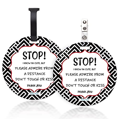 No Touch Baby Car Seat Sign - Safety Stroller Tag with Straps & Clip - for Newborns & Preemies