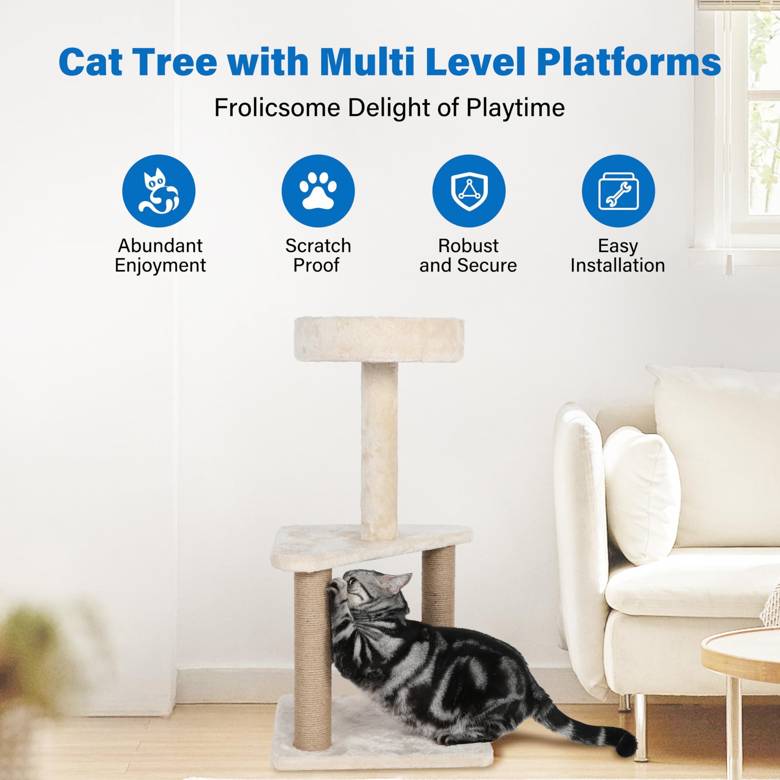 31.8 Inch Cat Tree with Sisal Scratching Post & Plush Perches - Sturdy Cat Tower for Indoor Cats, Furniture Protector (15.7