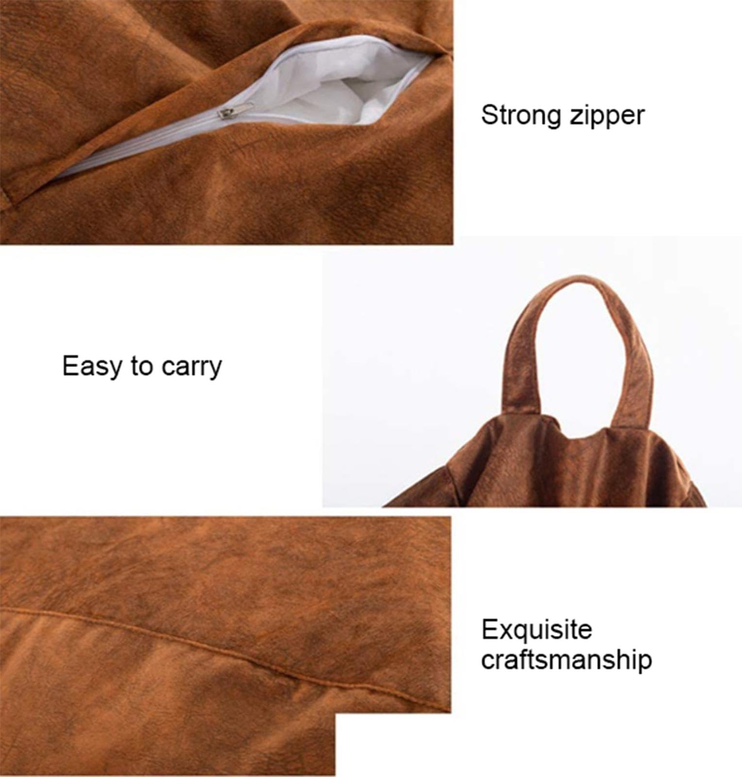 Soft Microsuede Bean Bag Chair Cover for Adults & Teens - Round Fluffy Sofa Cover (90x110cm) for Living Room & Bedroom - Stuffed Animal Storage & Cozy Seating Solution