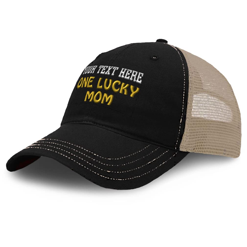 Custom Baseball Cap for Women - Lucky Mom Blessed Family Embroidered Cotton Soft Mesh Hat - Perfect for Mother's Day, Gifts & Casual Wear