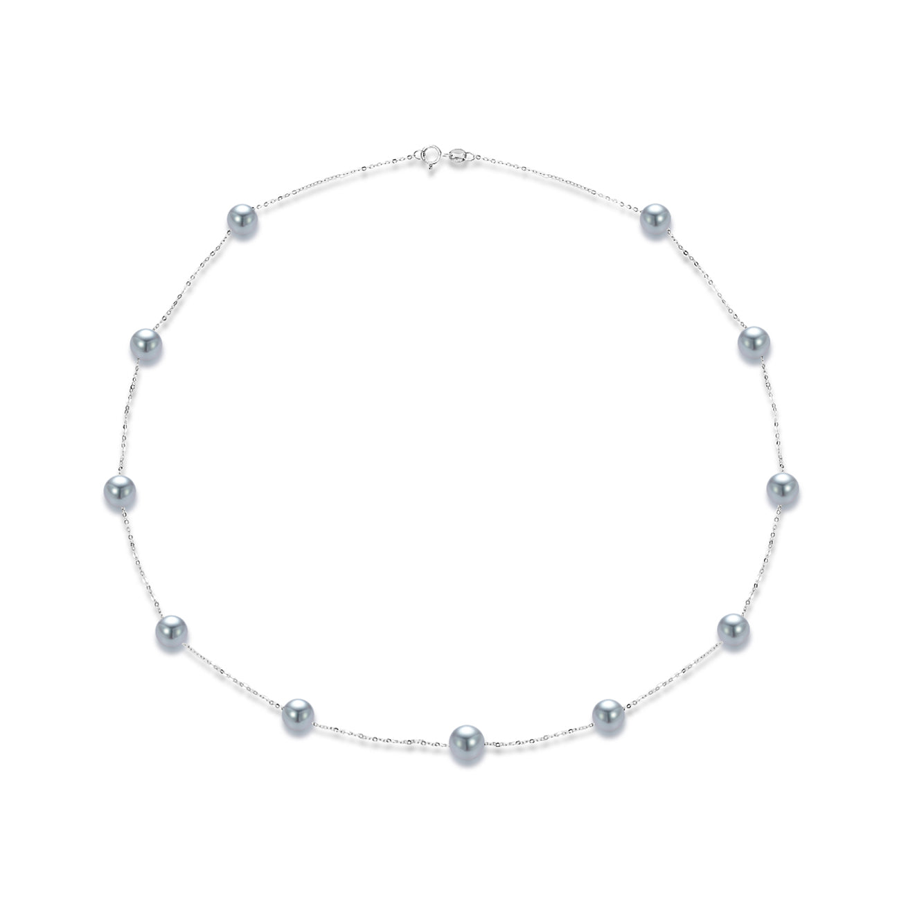 18K Solid Gold Silver Blue Akoya Pearl Necklace – Elegant Jewelry Gift for Women | Perfect for Weddings, Anniversaries & Special Occasions